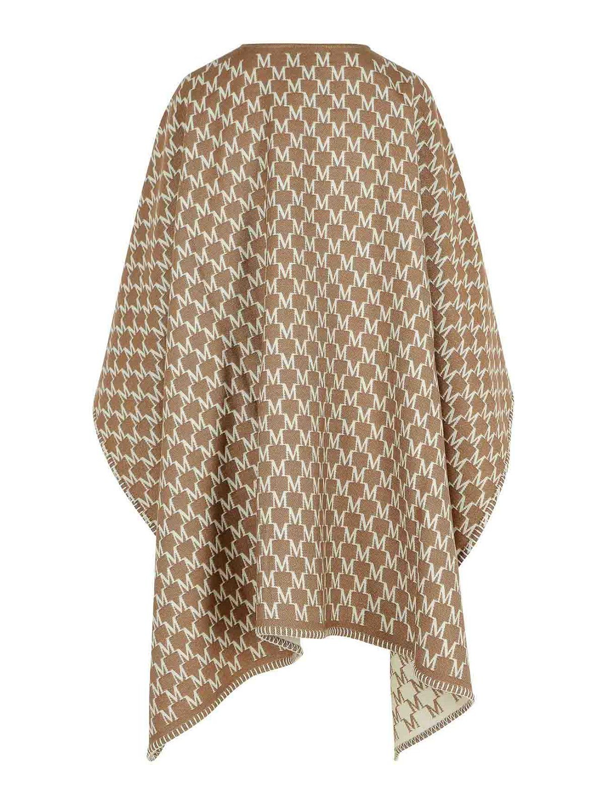 Max Mara Editti Hood In Virgin Wool And Brown Cotton In Brown
