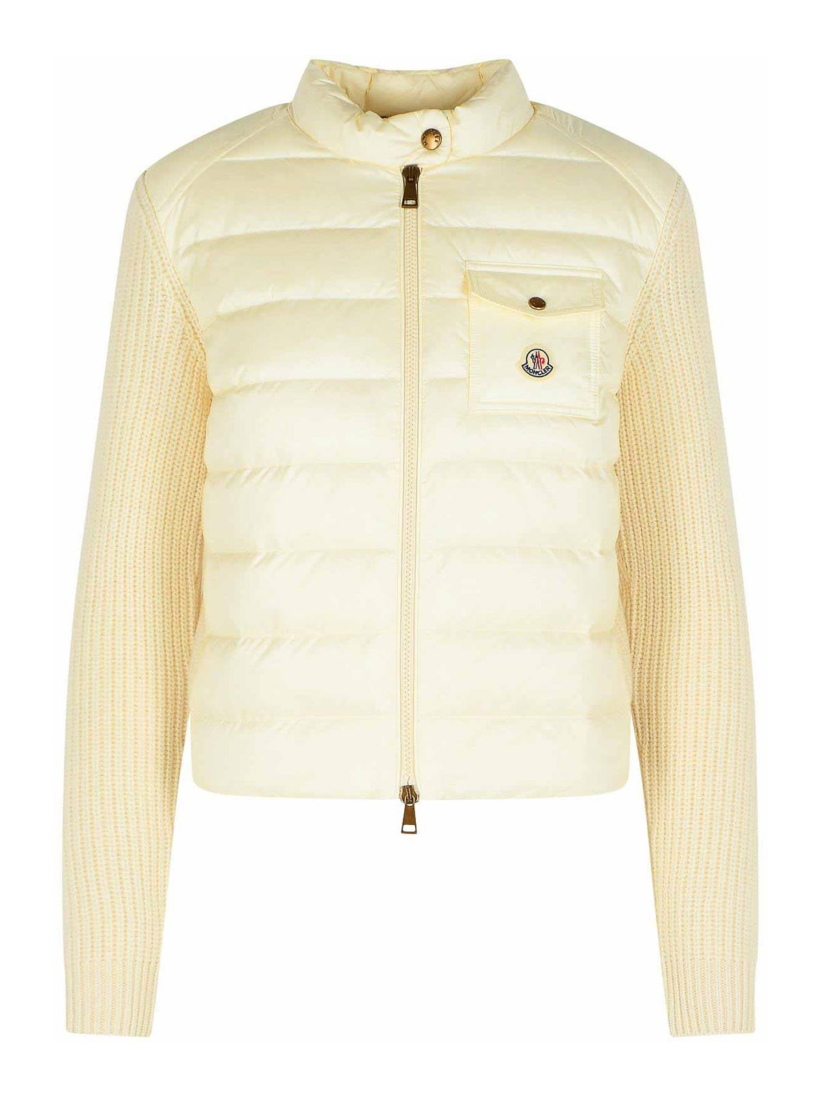 Moncler Tricot Cardigan In Wool And Cashmere Blend In White