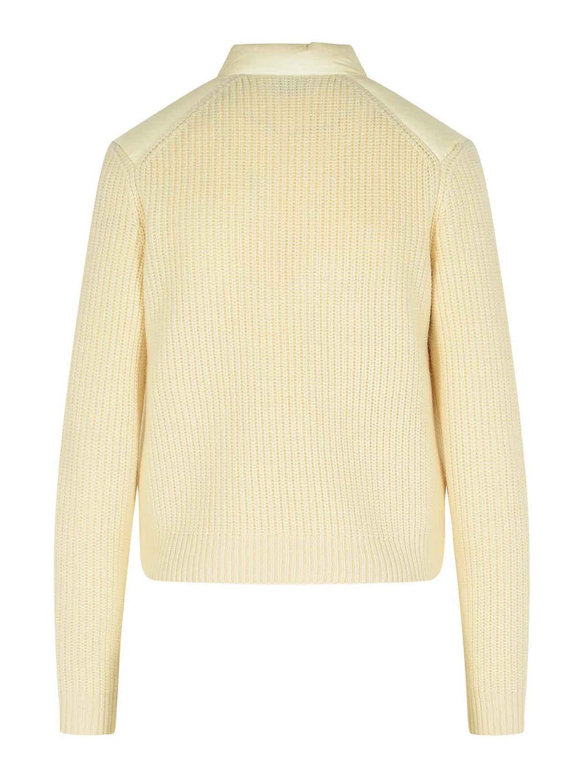 Moncler Tricot Cardigan In Wool And Cashmere Blend In Yellow
