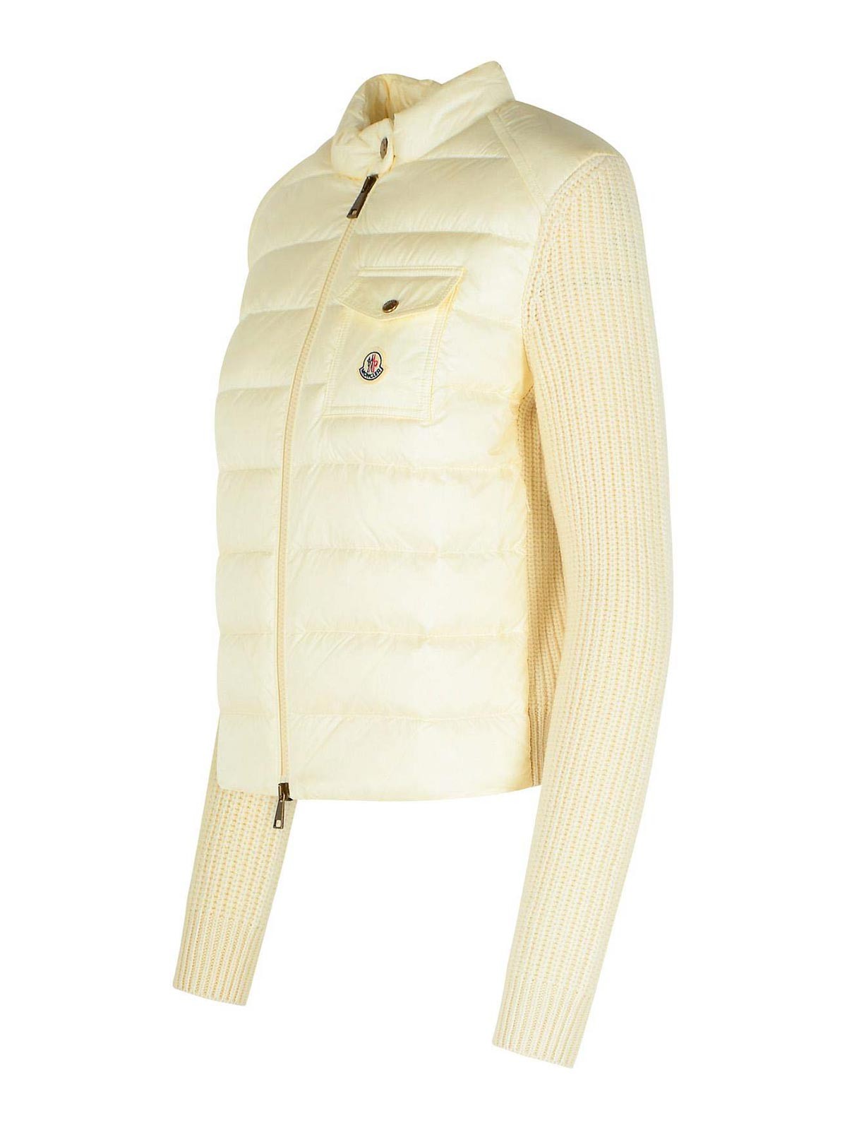 Moncler Tricot Cardigan In Wool And Cashmere Blend In Yellow