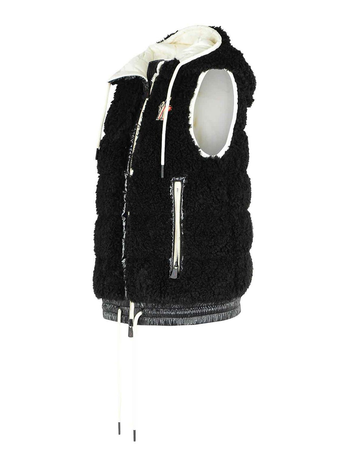 Moncler Teddy Black Polyester Vest In Black