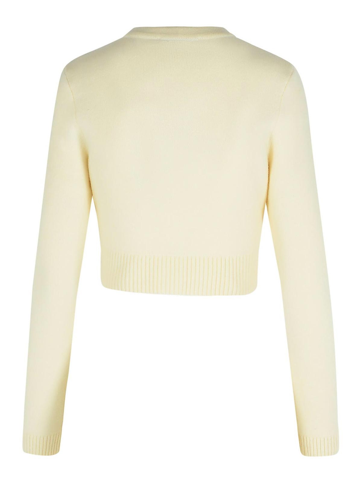 Self-portrait Cream Wool Knit Cardigan In White