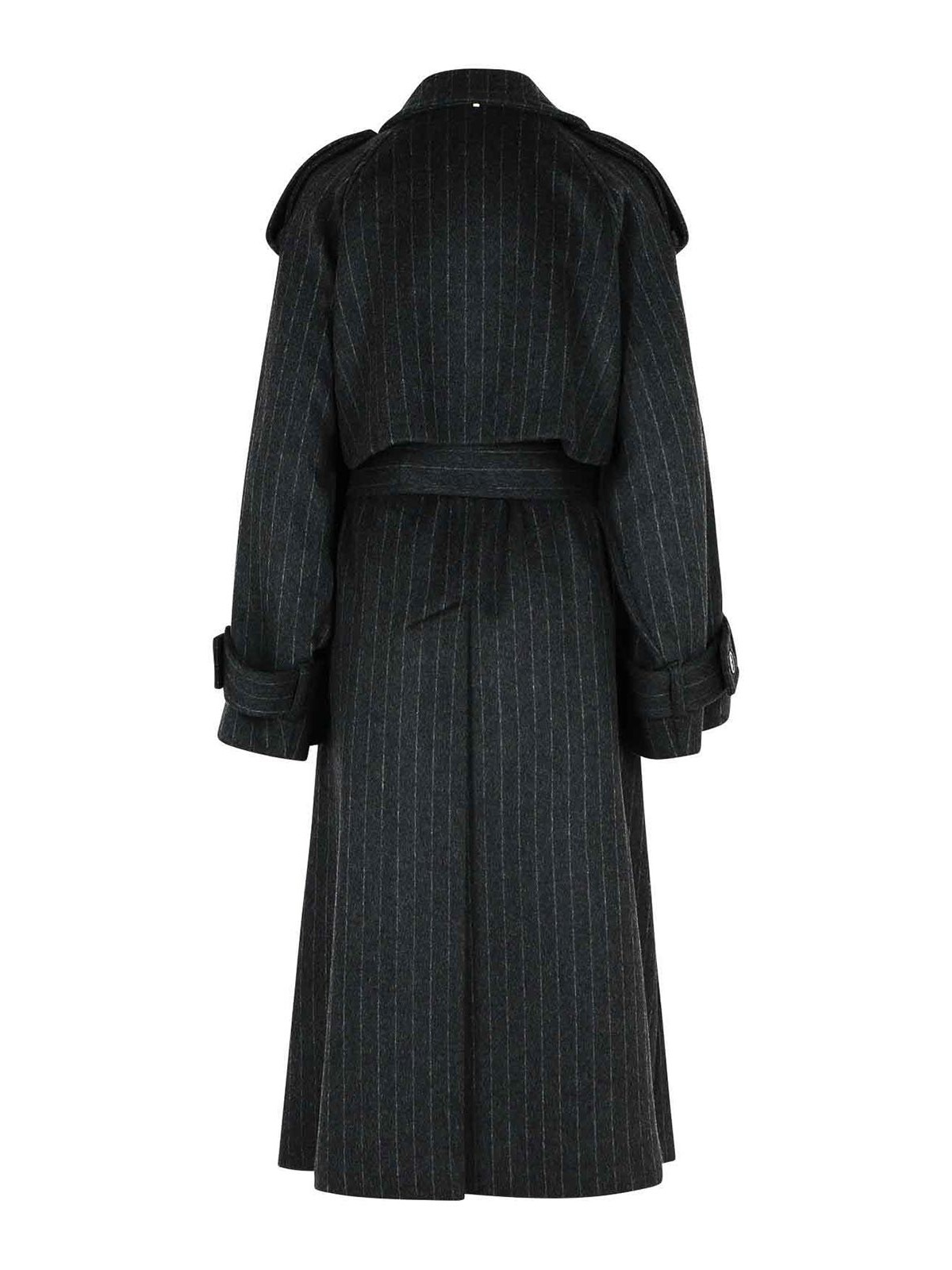 Sportmax Arold Pinstripe Trench Coat In Pure Wool In Multi