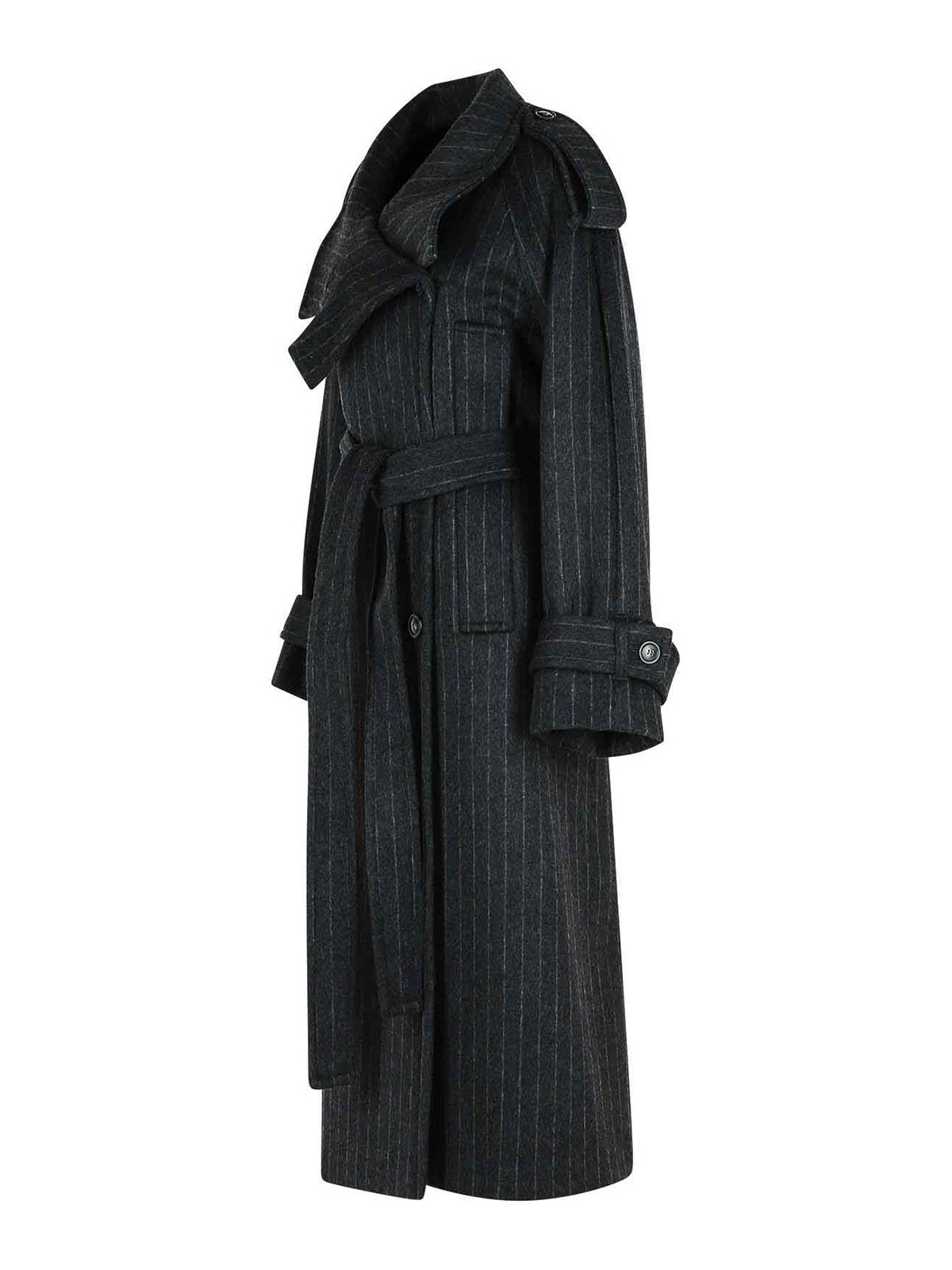 Sportmax Arold Pinstripe Trench Coat In Pure Wool In Multi