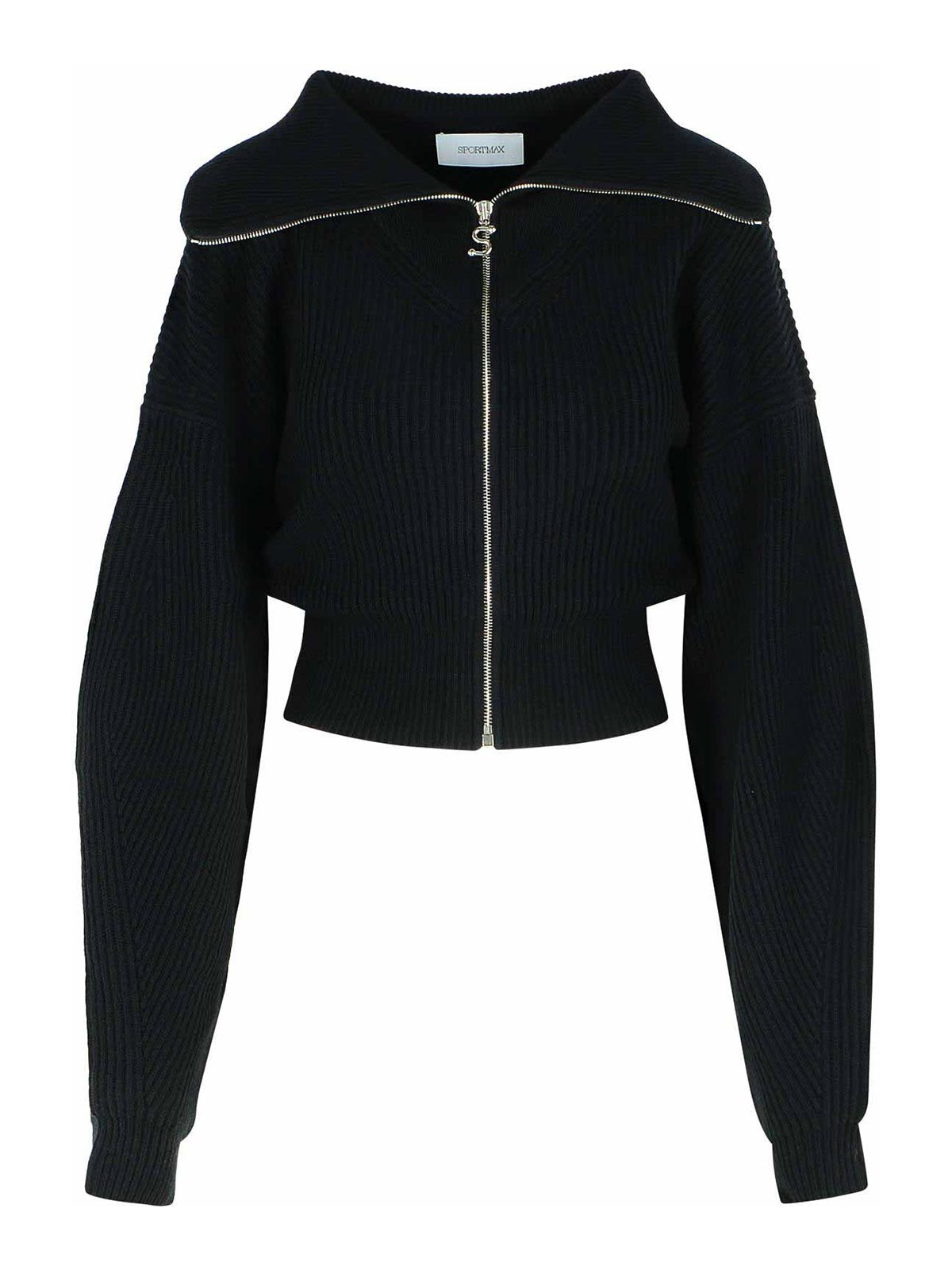 Sportmax Calipso Black Cashmere Blend Cardigan In Blue
