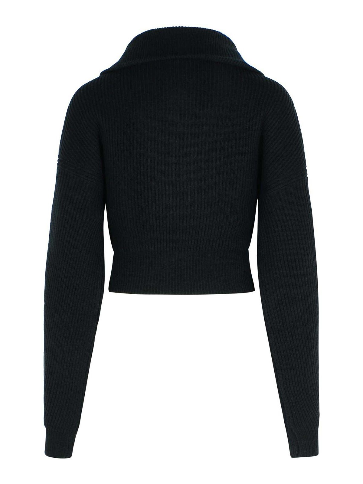 Sportmax Calipso Black Cashmere Blend Cardigan In Blue