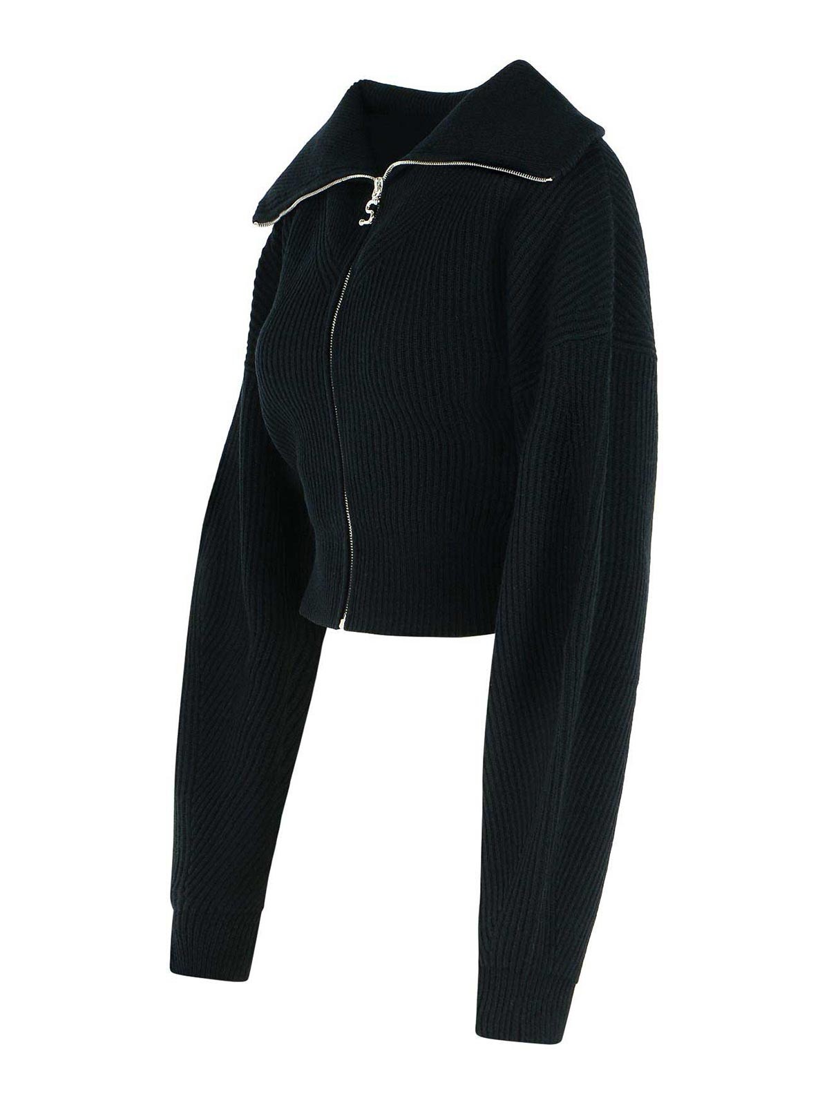 Sportmax Calipso Black Cashmere Blend Cardigan In Blue
