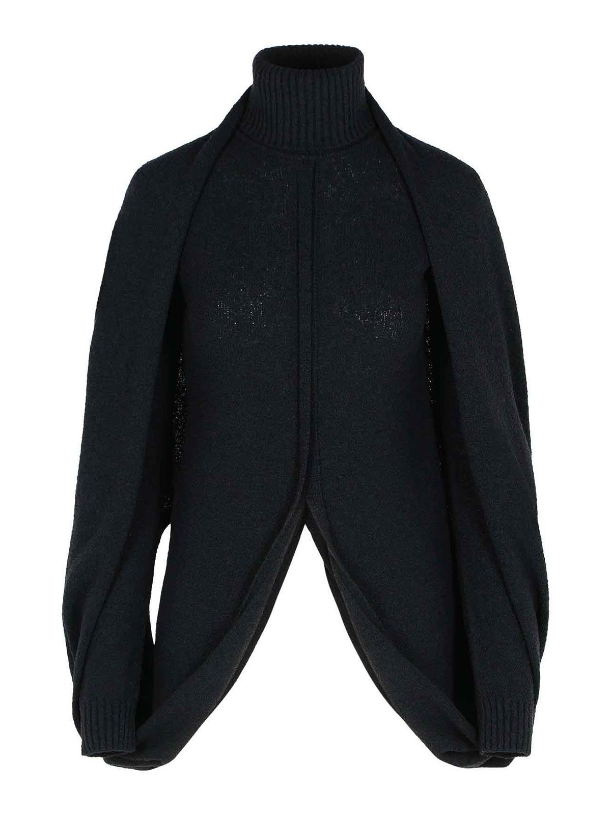 Sportmax Adepto Virgin Wool Blend High Neck Sweater In Black