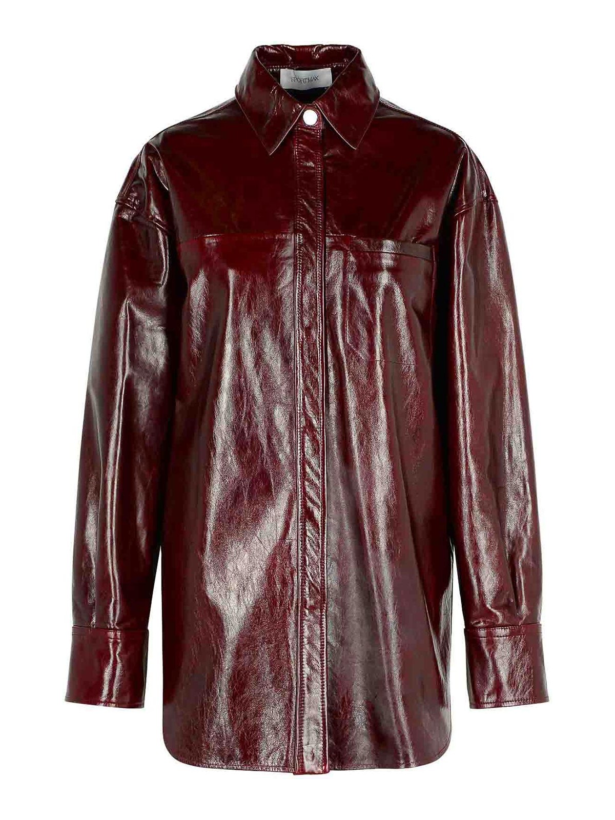 Sportmax Borel Oversize Burgundy Nappa Leather Shirt In Red