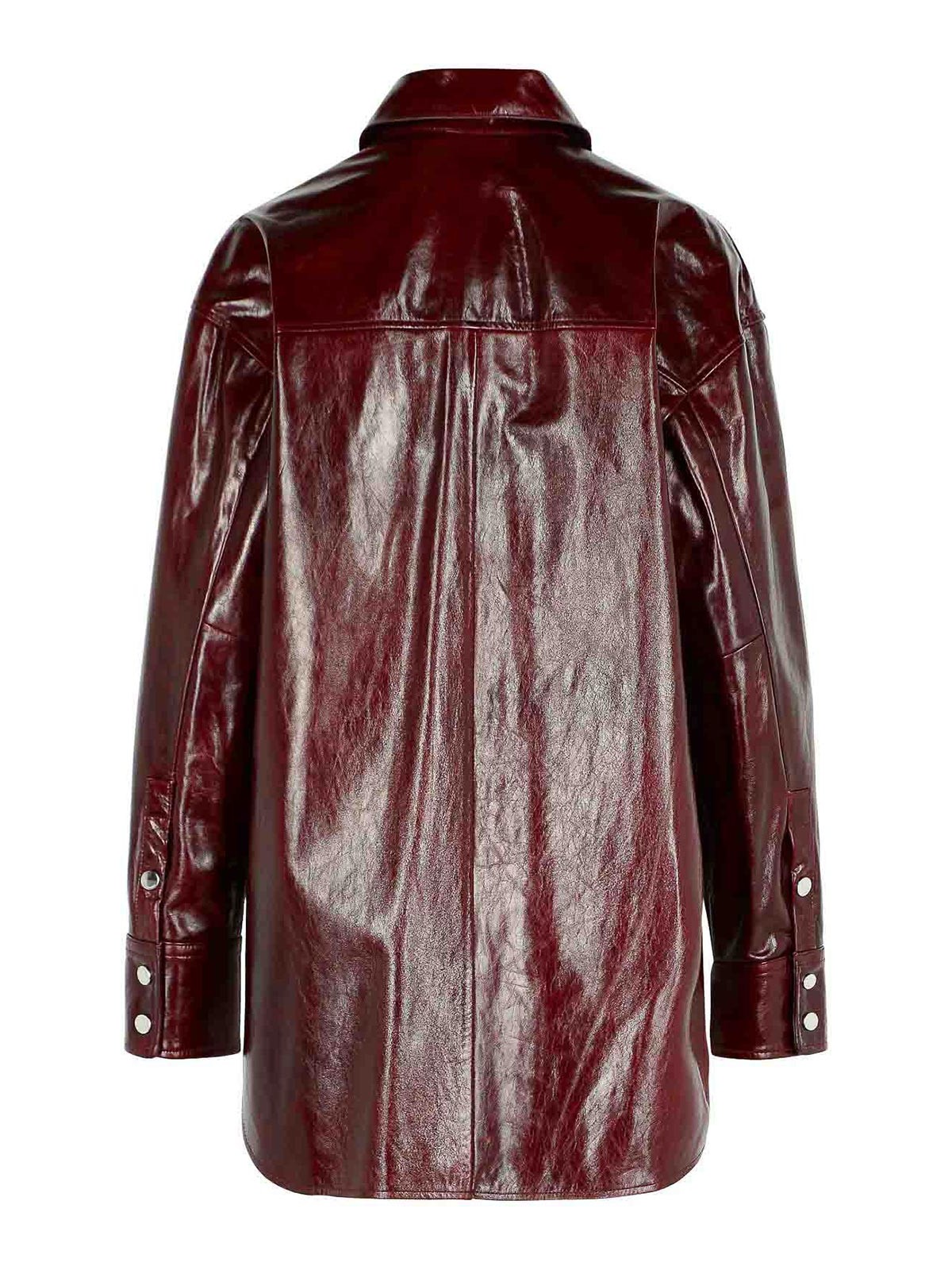 Sportmax Borel Oversize Burgundy Nappa Leather Shirt In Multi