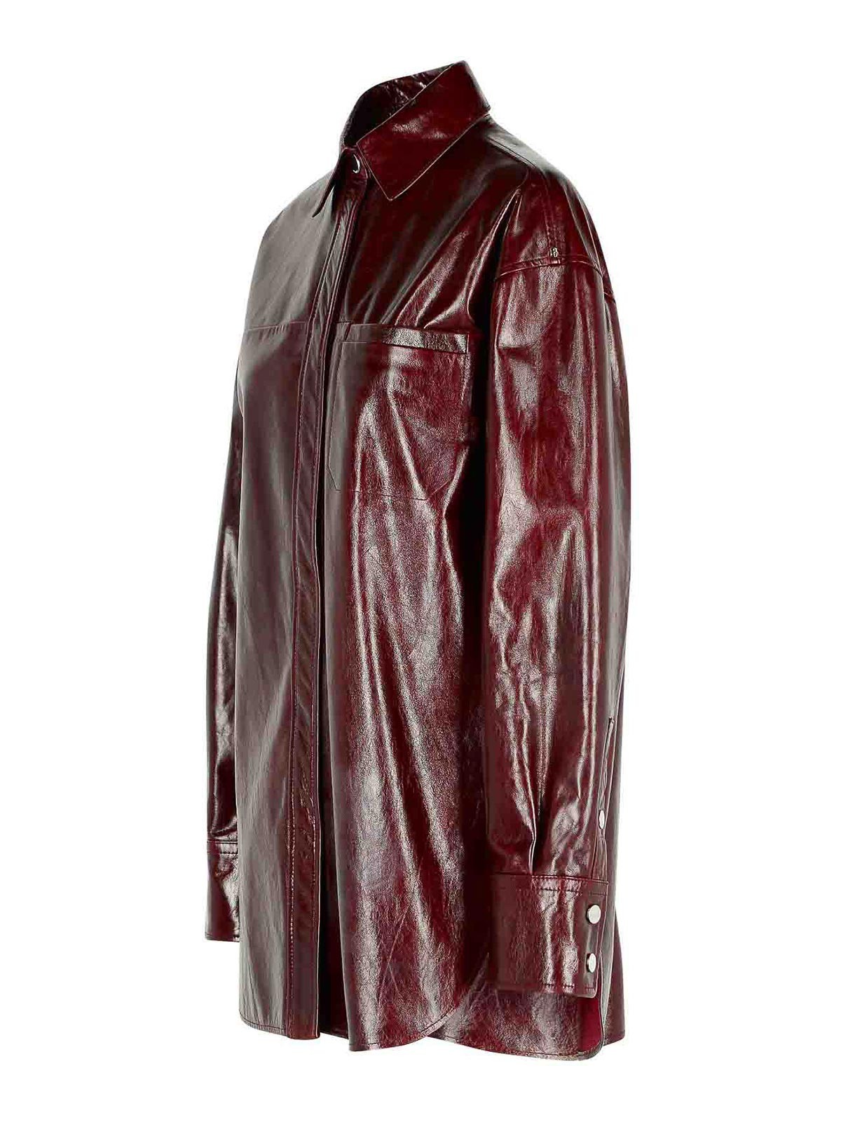 Sportmax Borel Oversize Burgundy Nappa Leather Shirt In Multi