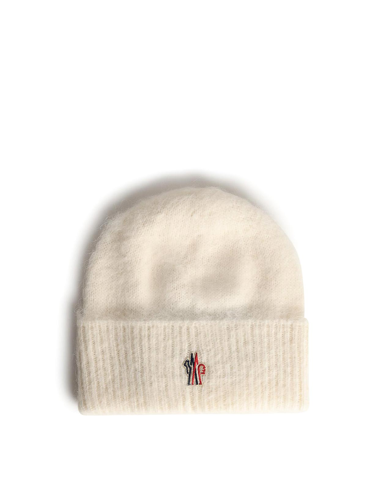 Moncler Tricot Beanie In Alpaca And Ivory Wool In White