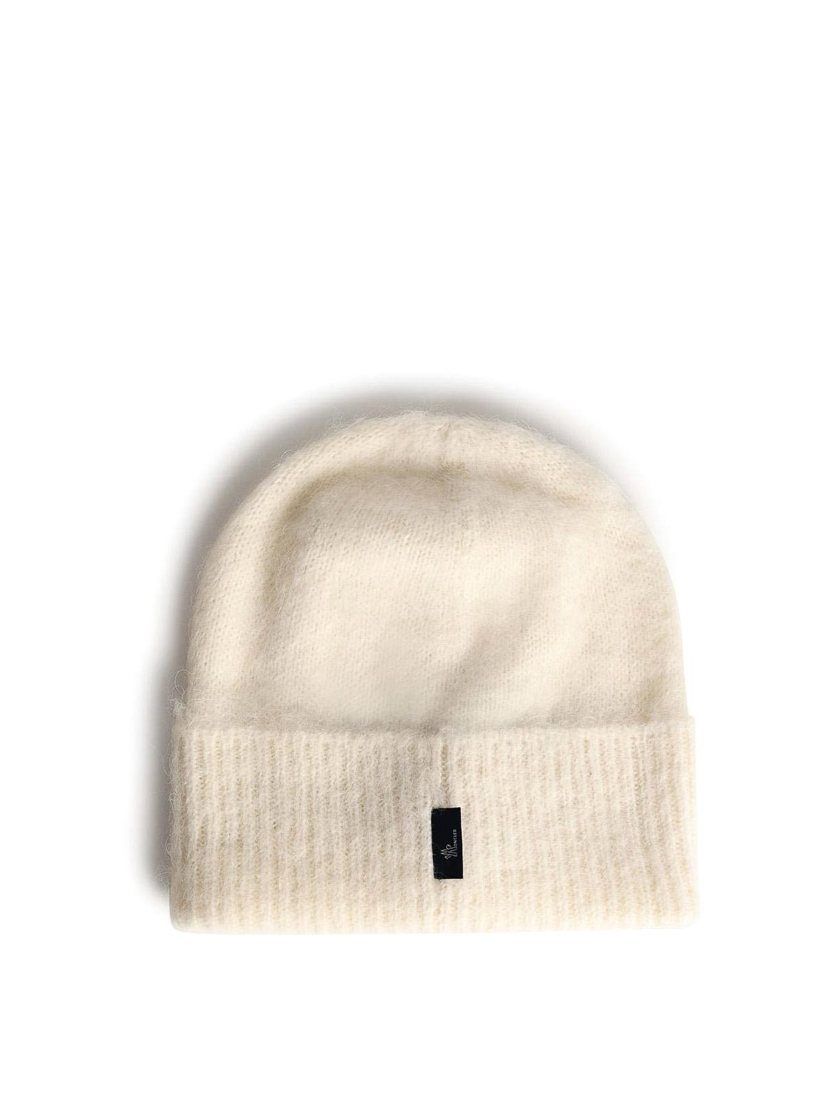 Moncler Tricot Beanie In Alpaca And Ivory Wool In White