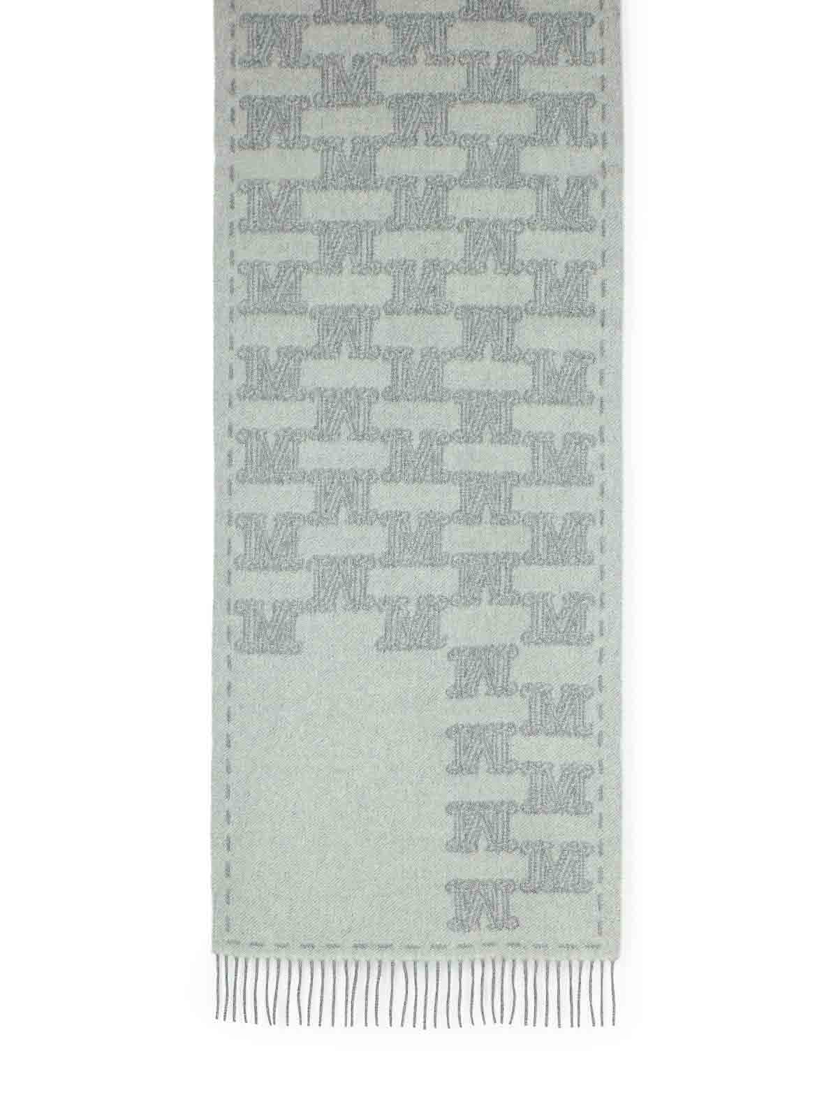 Max Mara Grey Cashmere Scarf In Green