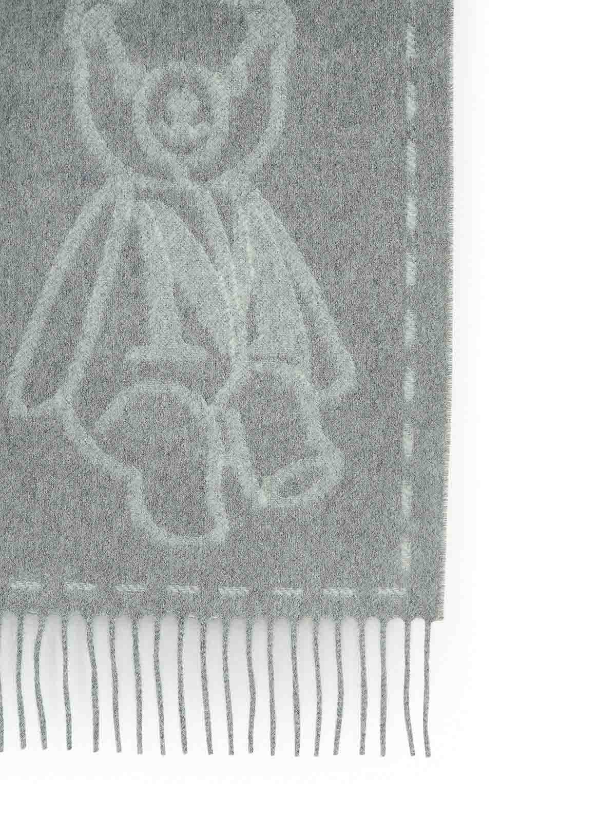 Max Mara Grey Cashmere Scarf In Green
