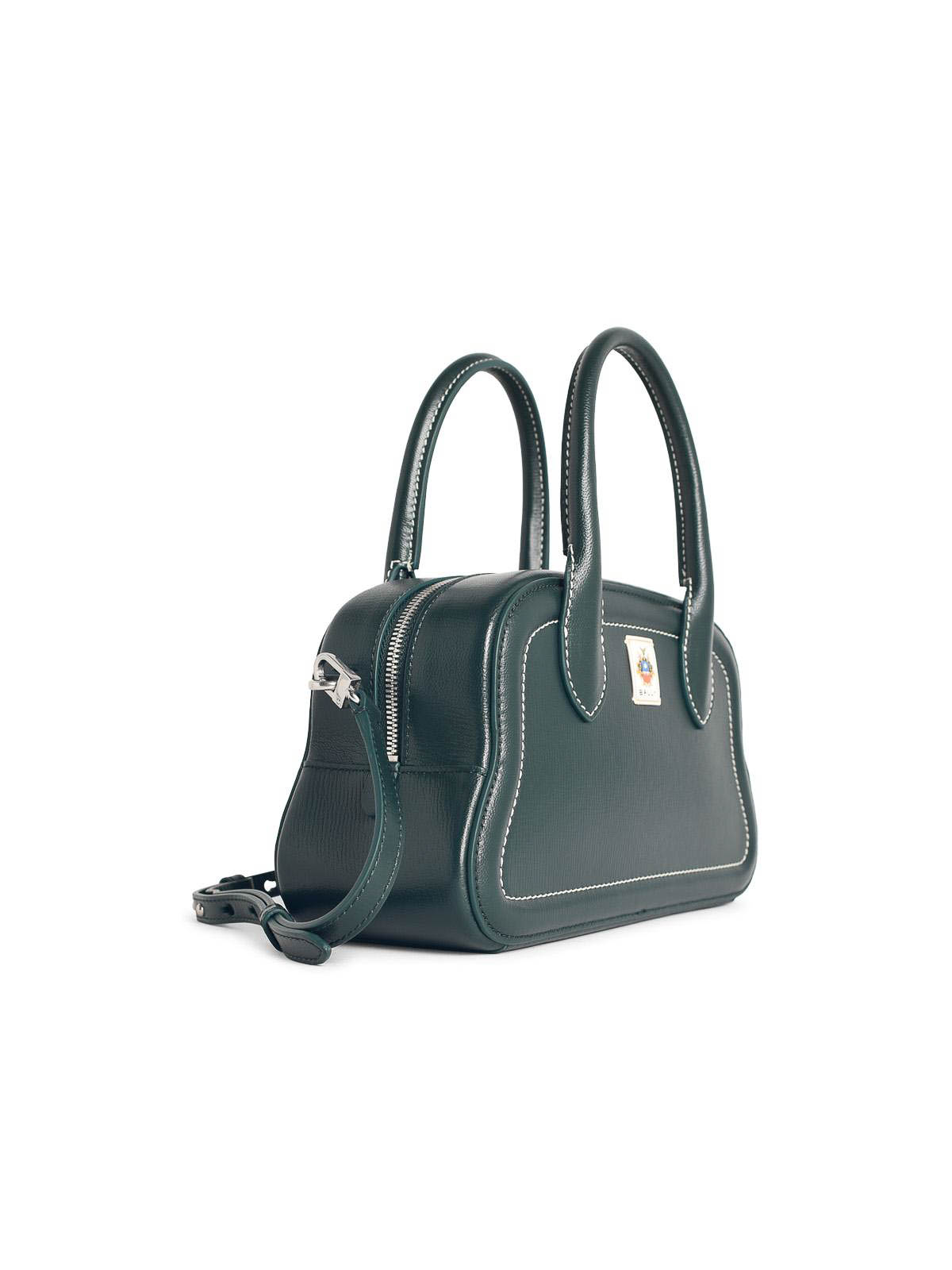 Bally Garnet Leather Shoulder Bag With Top Handles In Green