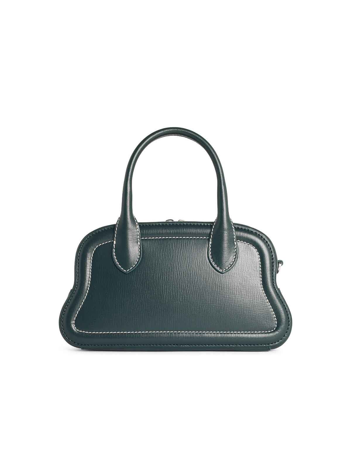Bally Garnet Leather Shoulder Bag With Top Handles In Green
