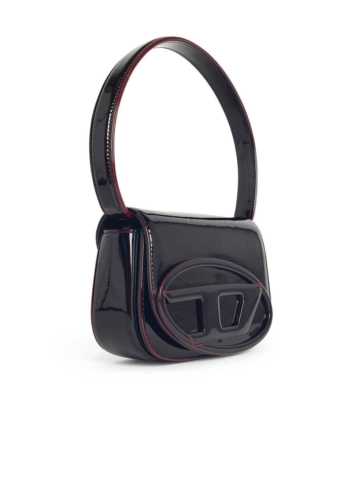 Diesel 1dr Burgundy Liquid Effect Polyurethane Bag In Brown