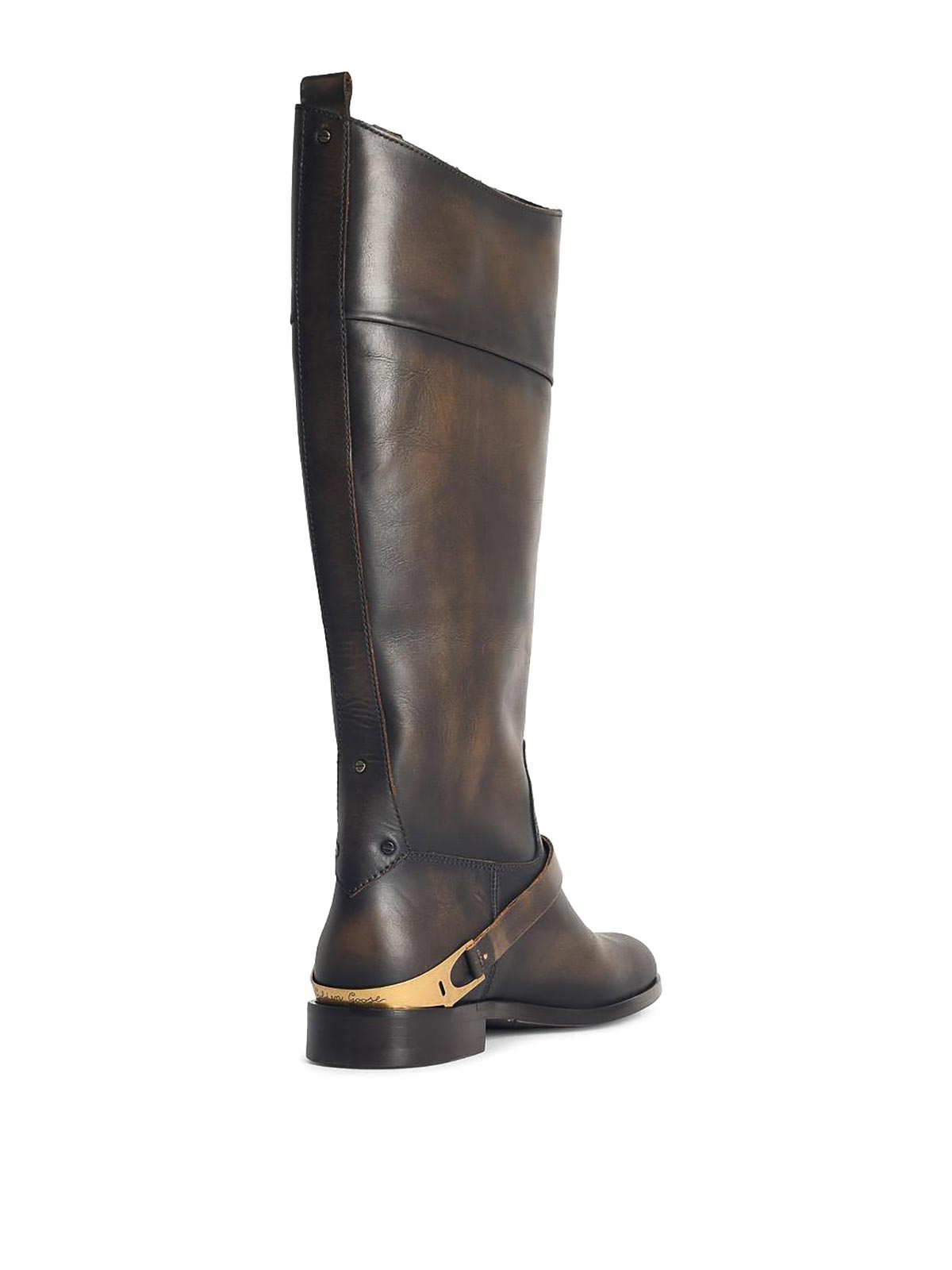 Golden Goose Charlie Dark Brown Leather Boots In Brown