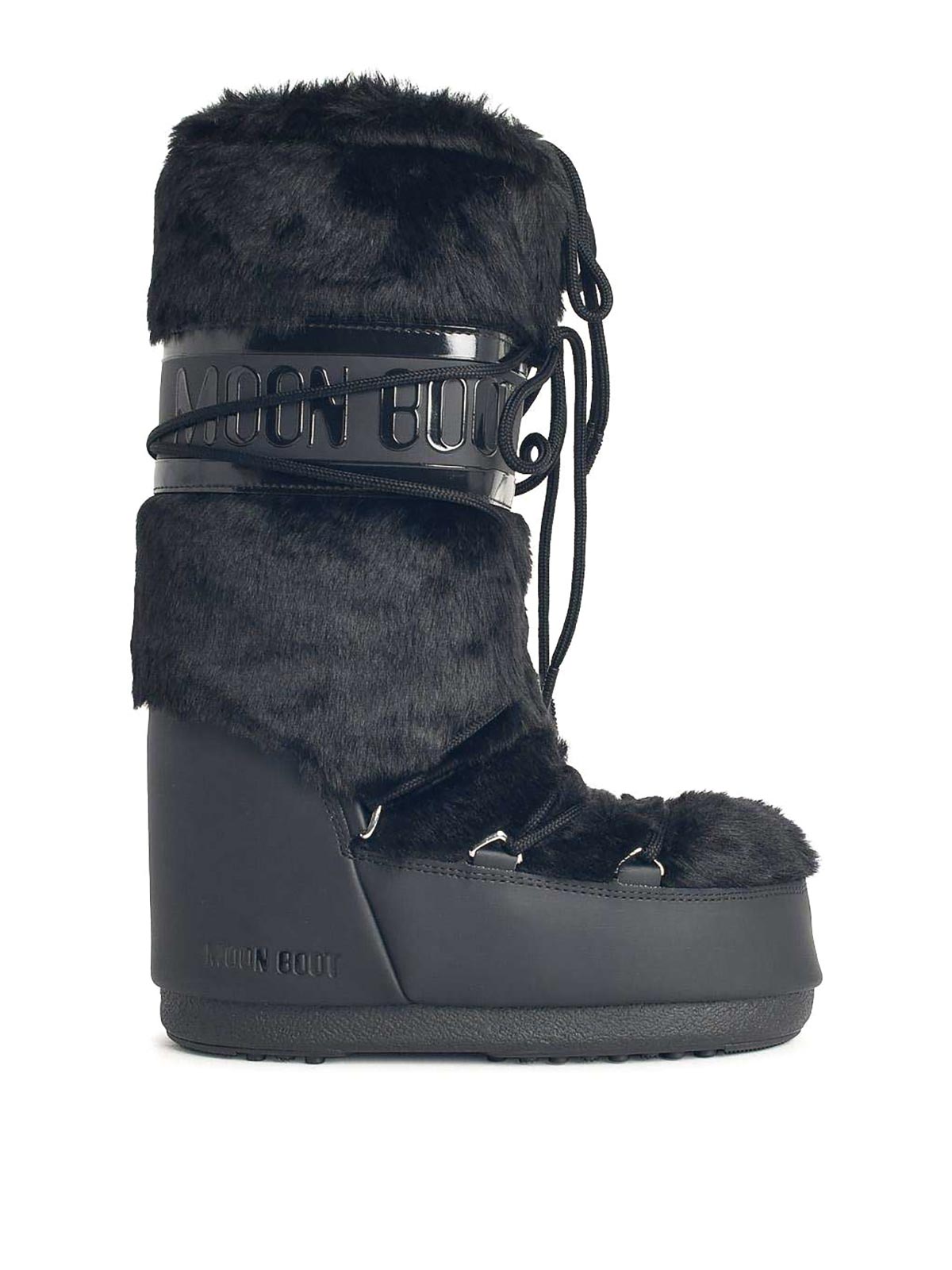 Moon Boot Icon Faux Fur And Faux Leather Snow Boots In Black