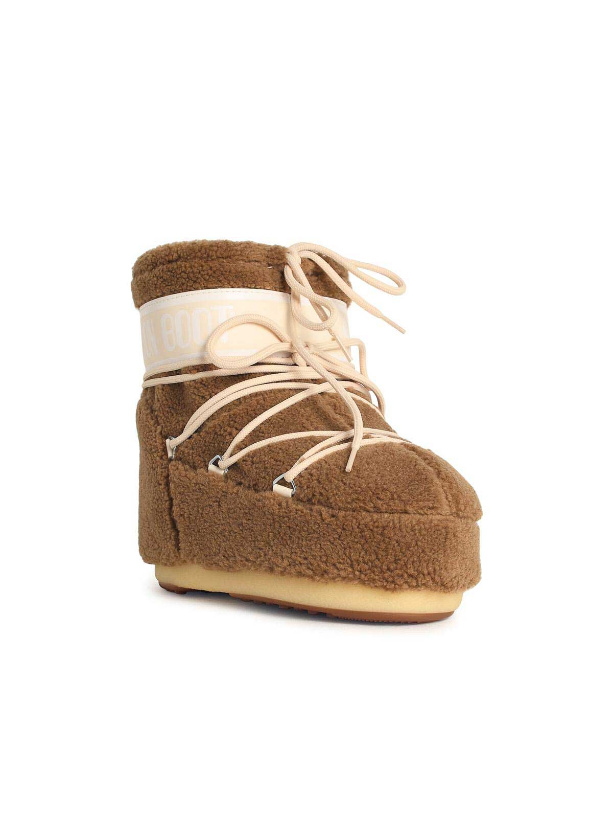 Moon Boot Camel Faux Fur Boot In Brown