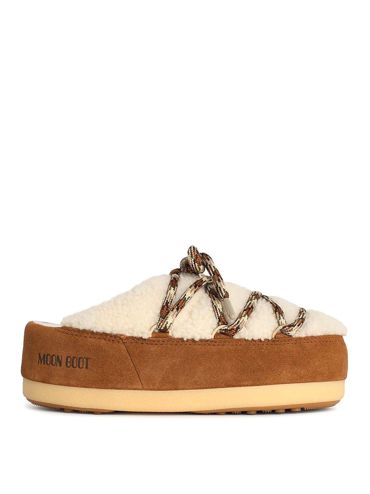 Moon Boot Evx Slippers In Shearling Whisky In Brown