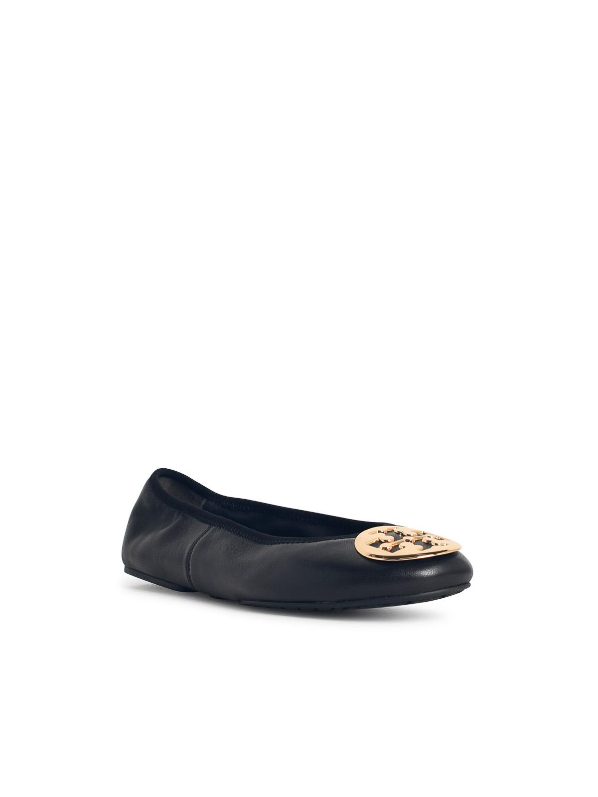 Tory Burch Minnie Black Leather Ballet Flats In Black