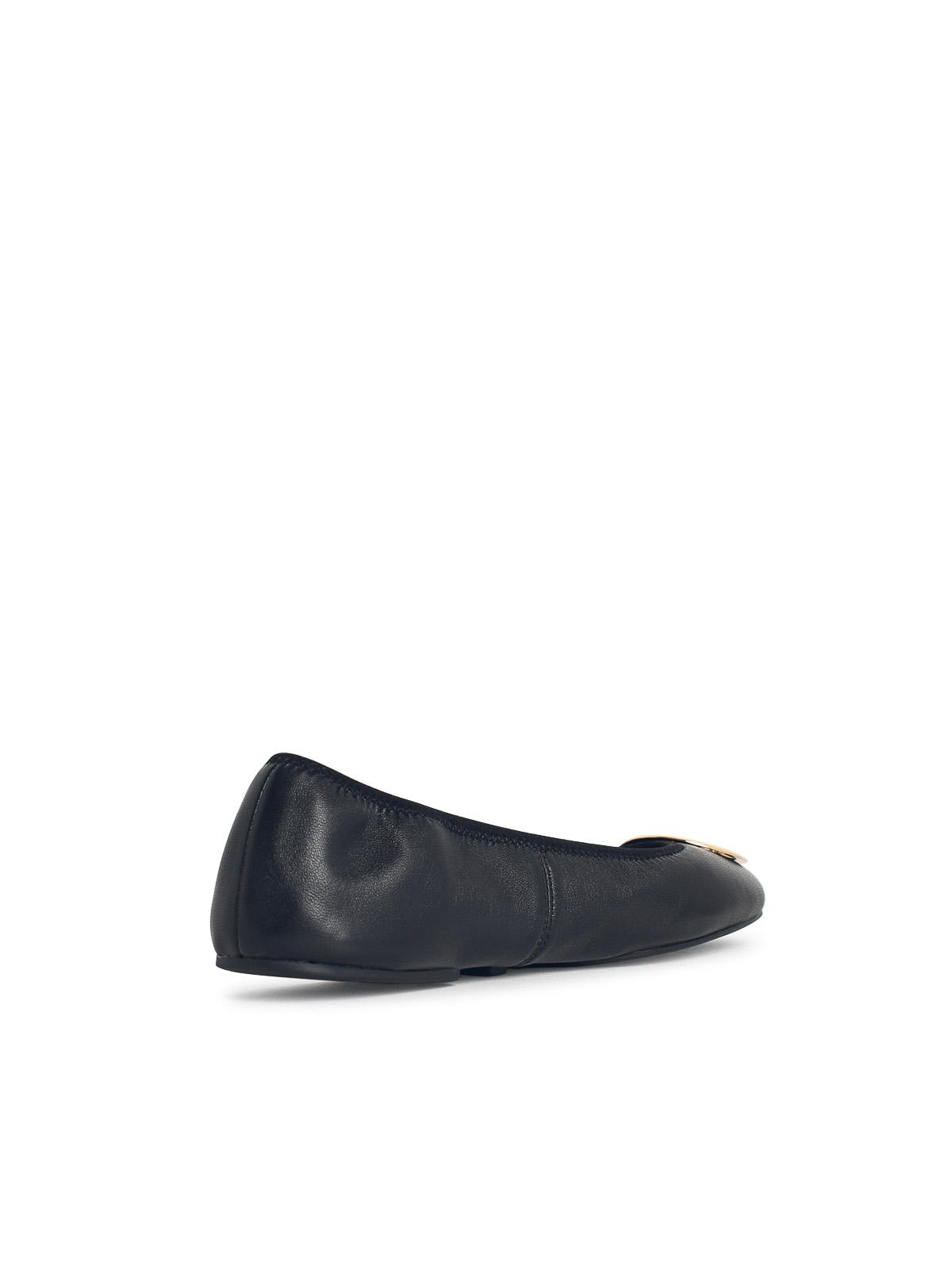 Tory Burch Minnie Black Leather Ballet Flats In Black