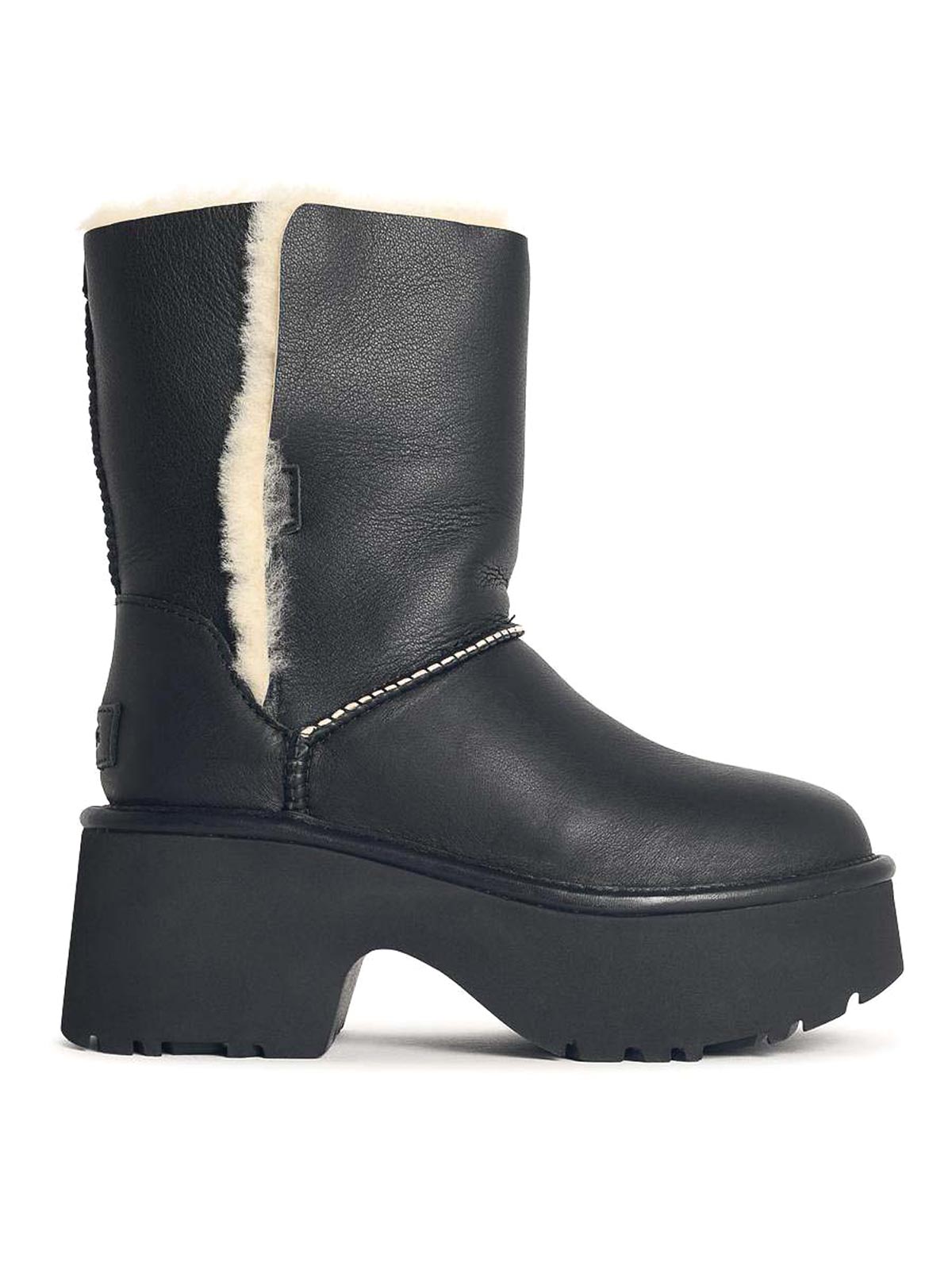 Ugg Classic Esmee Black Leather Boots In Black