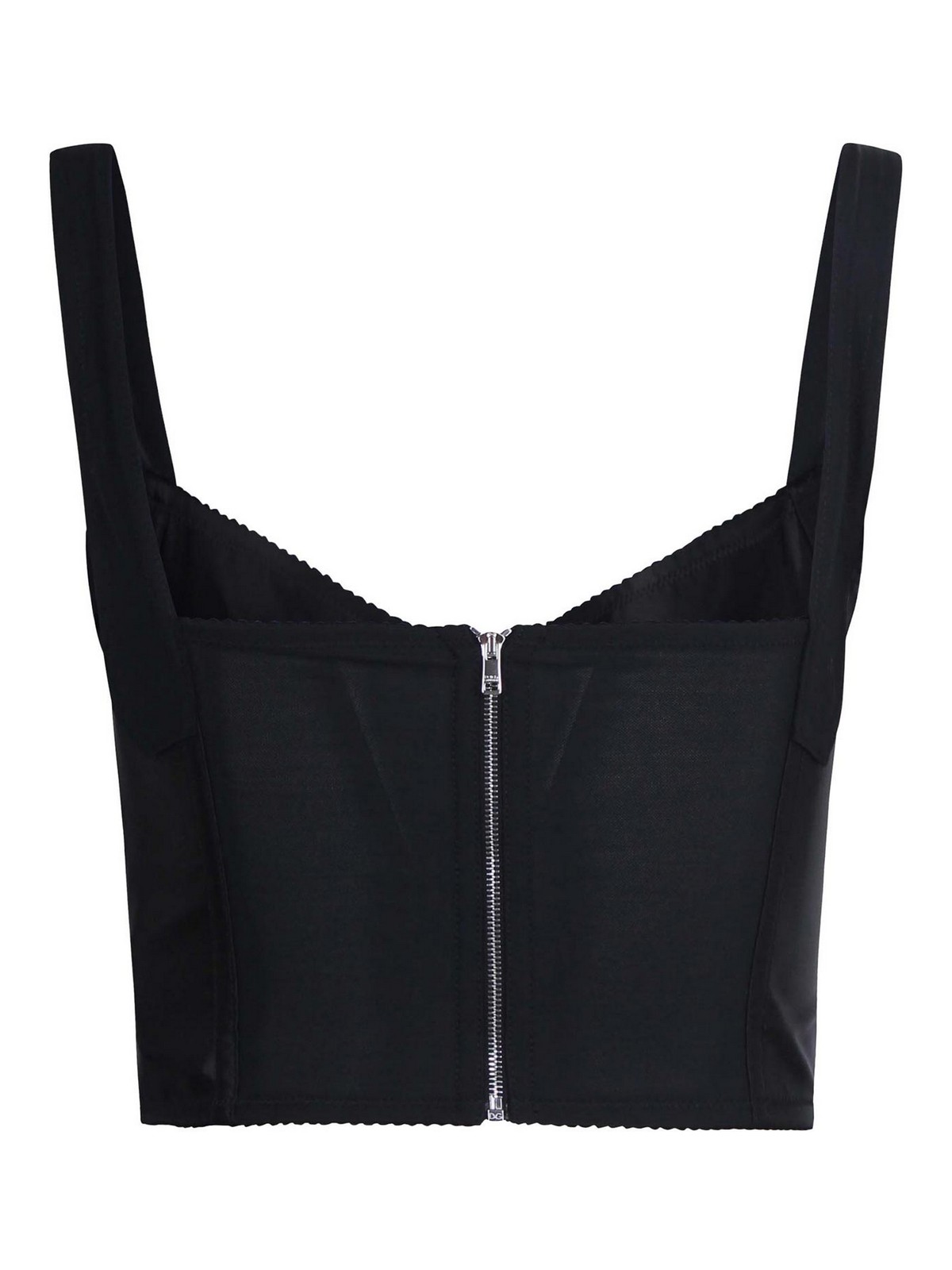 Dolce & Gabbana Top In Raso Elastico In Black
