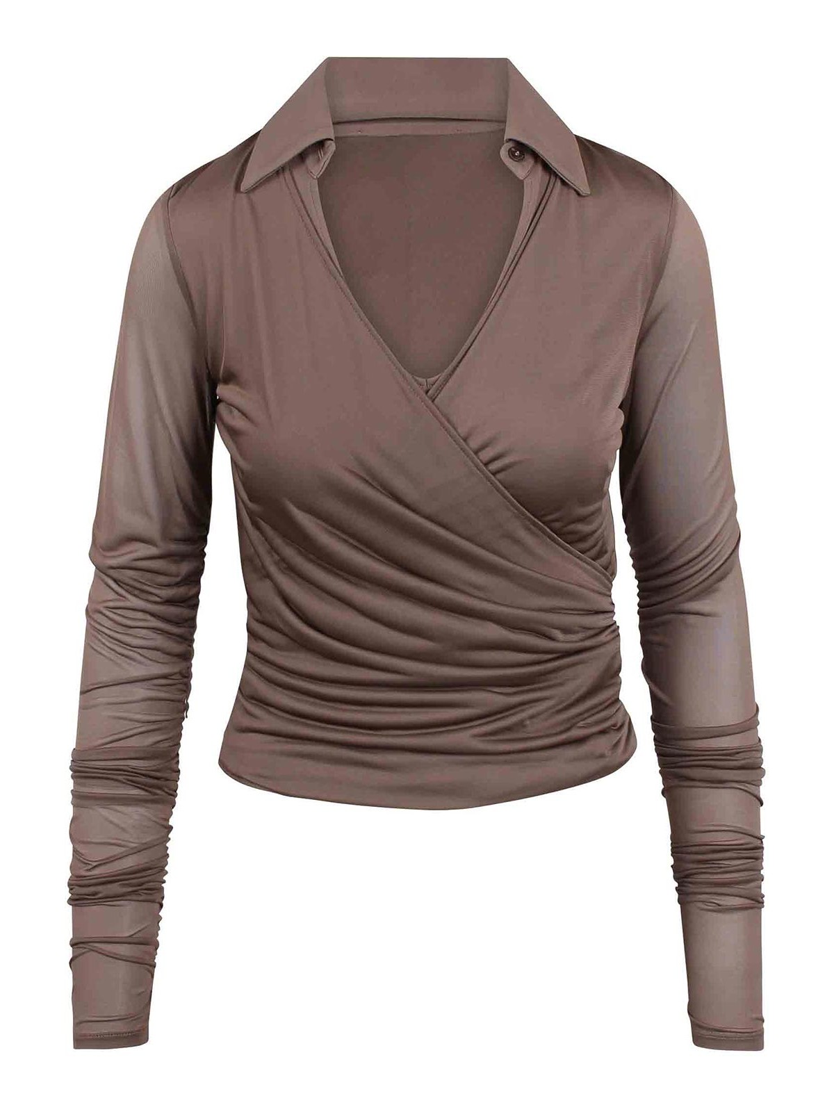 Max Mara Jersey And Tulle Aiello Blouse In Brown