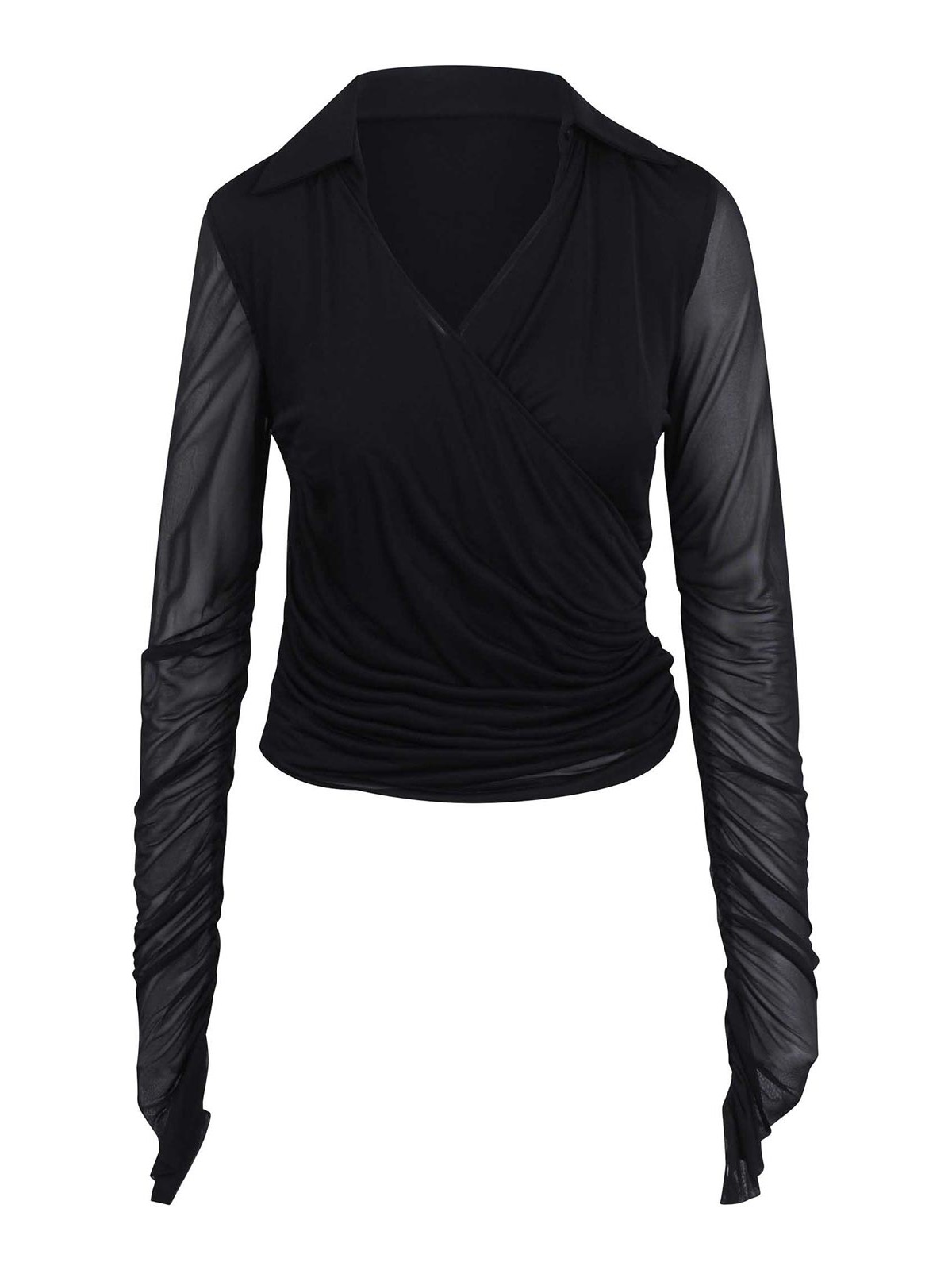 Max Mara Jersey And Tulle Aiello Blouse In Black