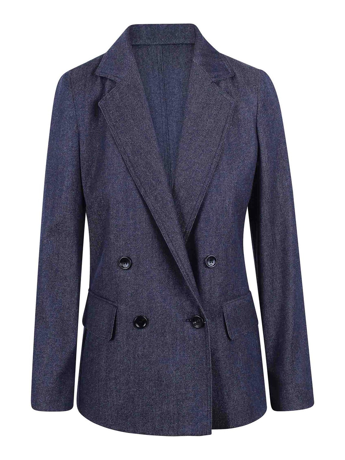Max Mara Blazer In Lana Effetto Denim Locarno In Blue