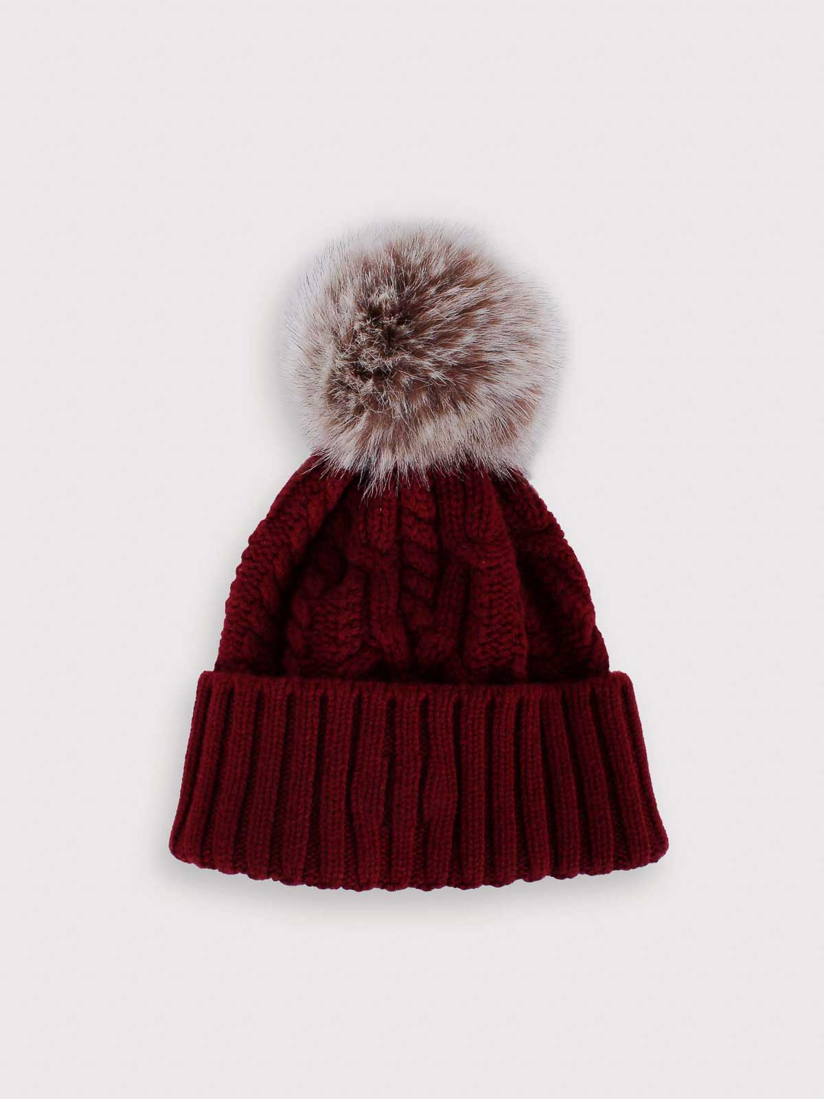 Moncler Hat With Pon Pon In Cashmere Mixed In Burgundy