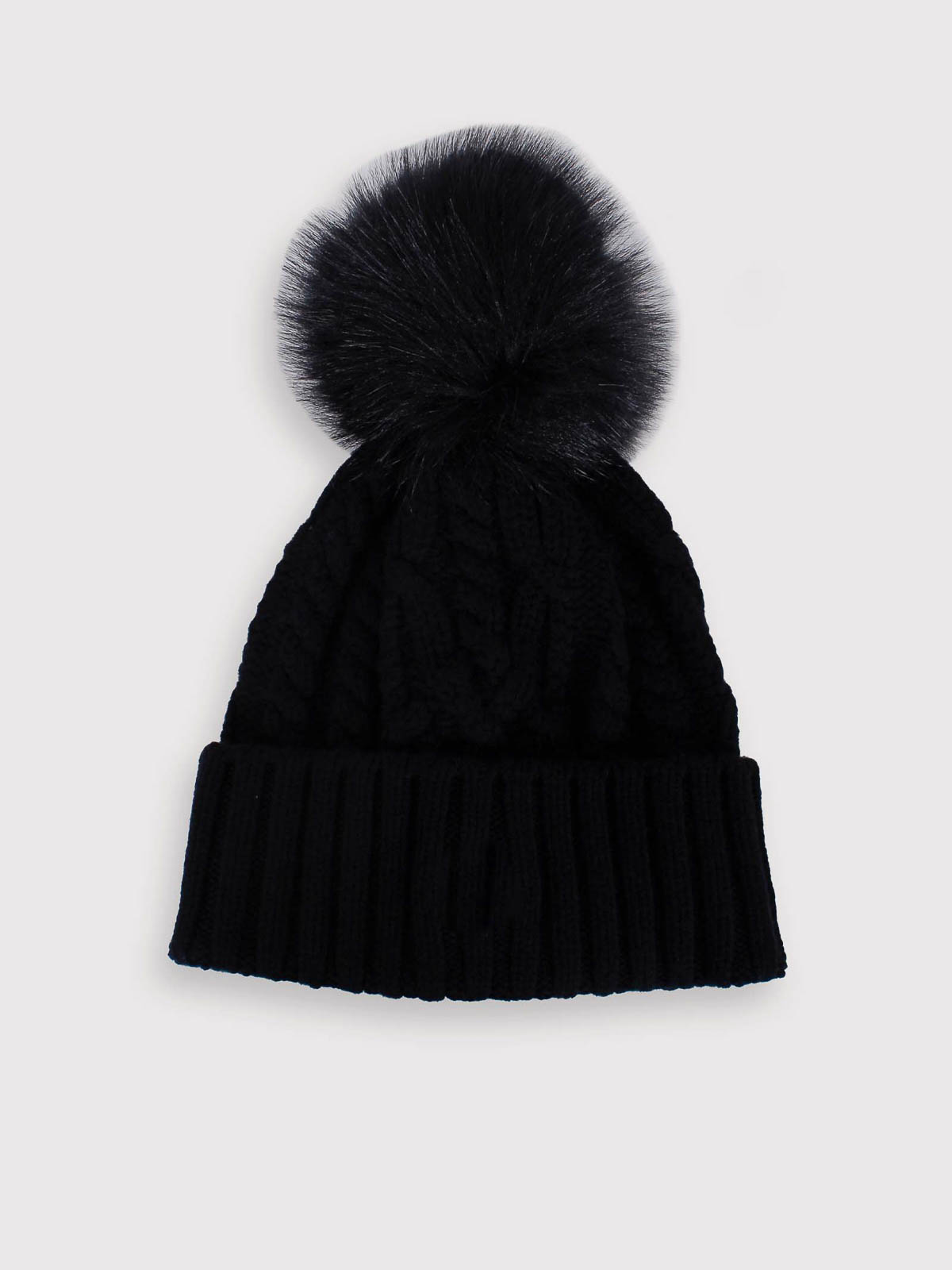 Moncler Hat With Pon Pon In Cashmere Mixed In Black