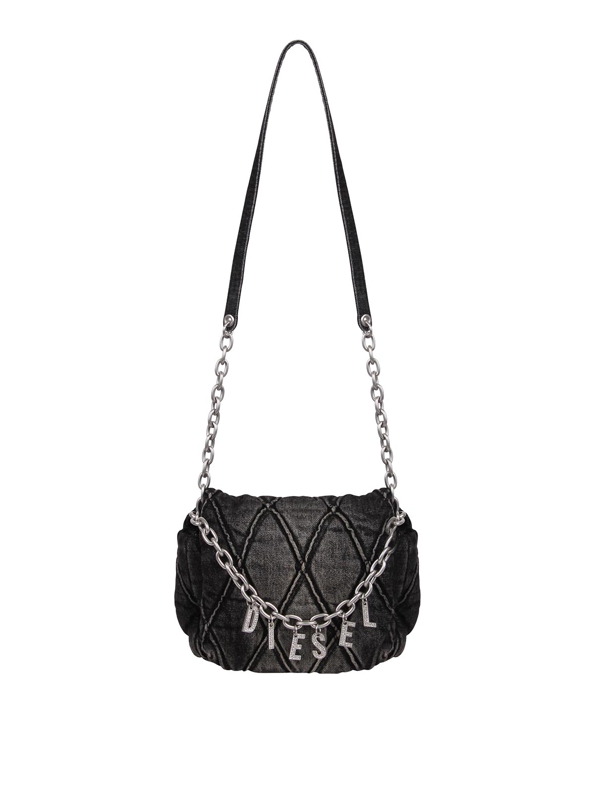 Diesel Denim Bag With Charm In Black