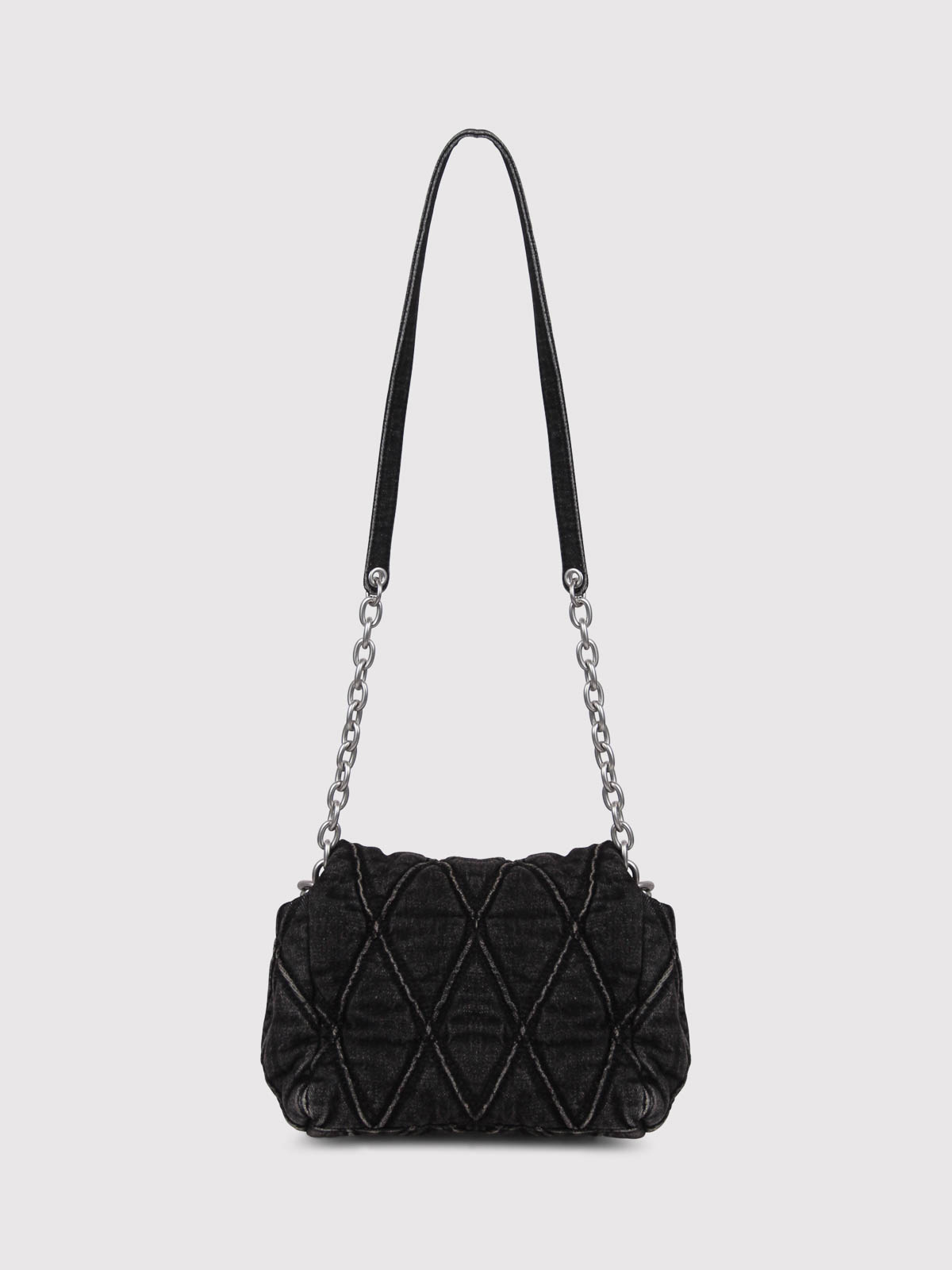 Diesel Denim Bag With Charm In Black