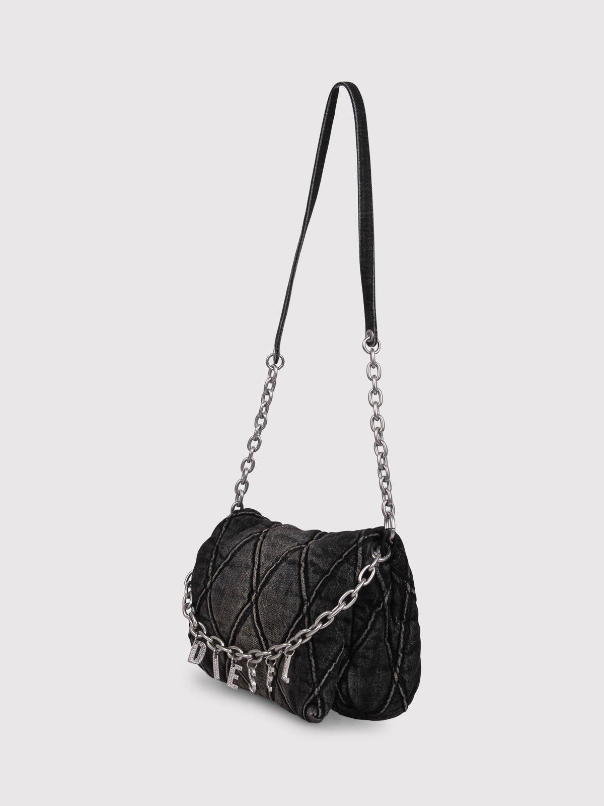 Diesel Denim Bag With Charm In Black