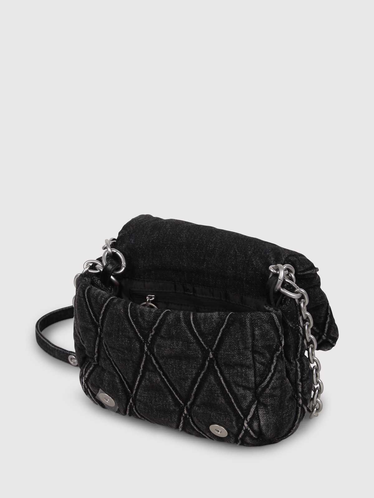 Diesel Denim Bag With Charm In Black