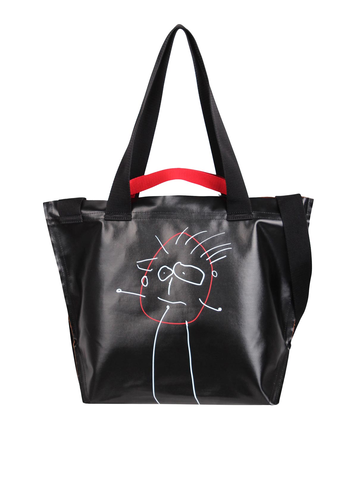 Plan C Pili E Bianca Medium Shopper In Black