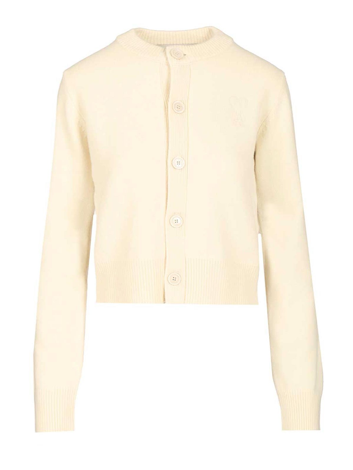 Ami Alexandre Mattiussi Crew Neck Cardigan In White