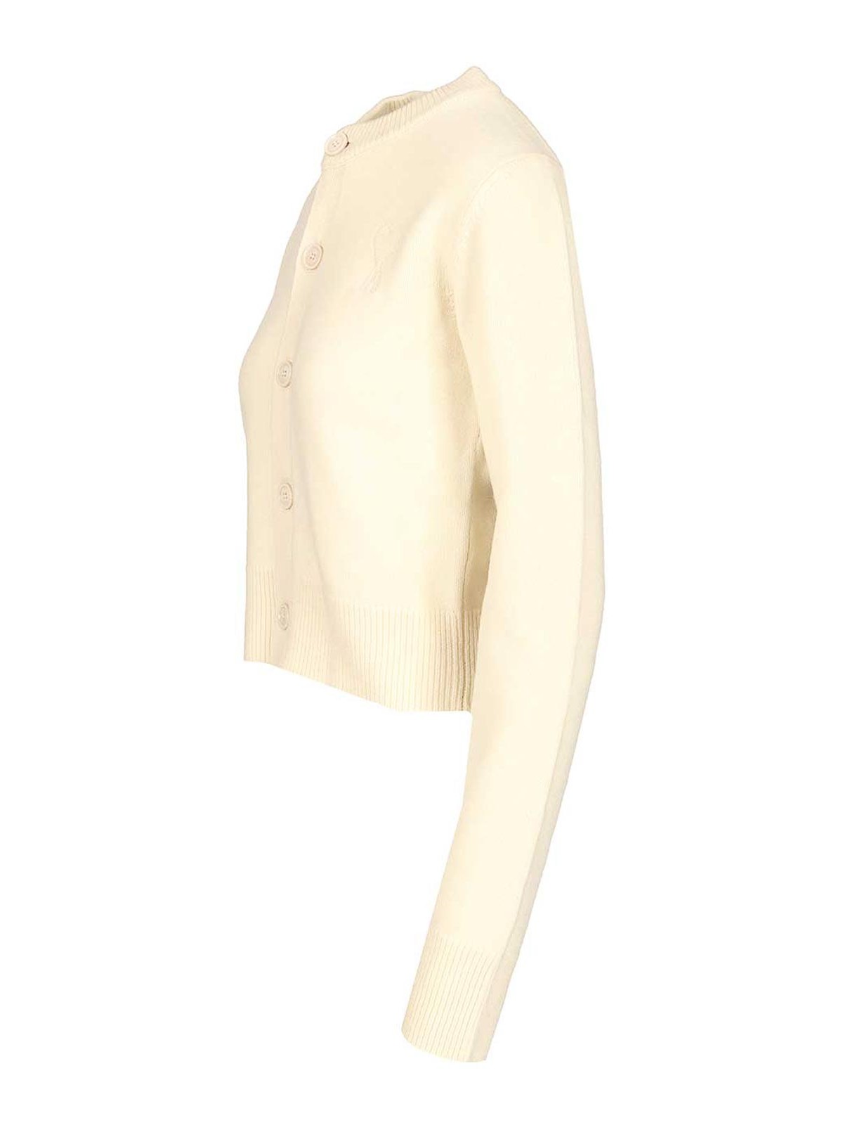 Ami Alexandre Mattiussi Crew Neck Cardigan In White