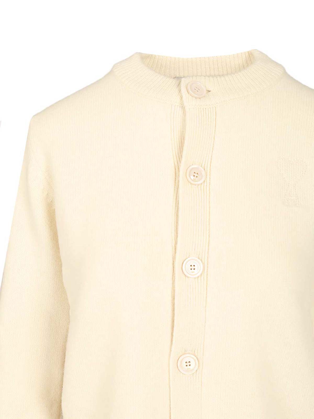 Ami Alexandre Mattiussi Crew Neck Cardigan In White