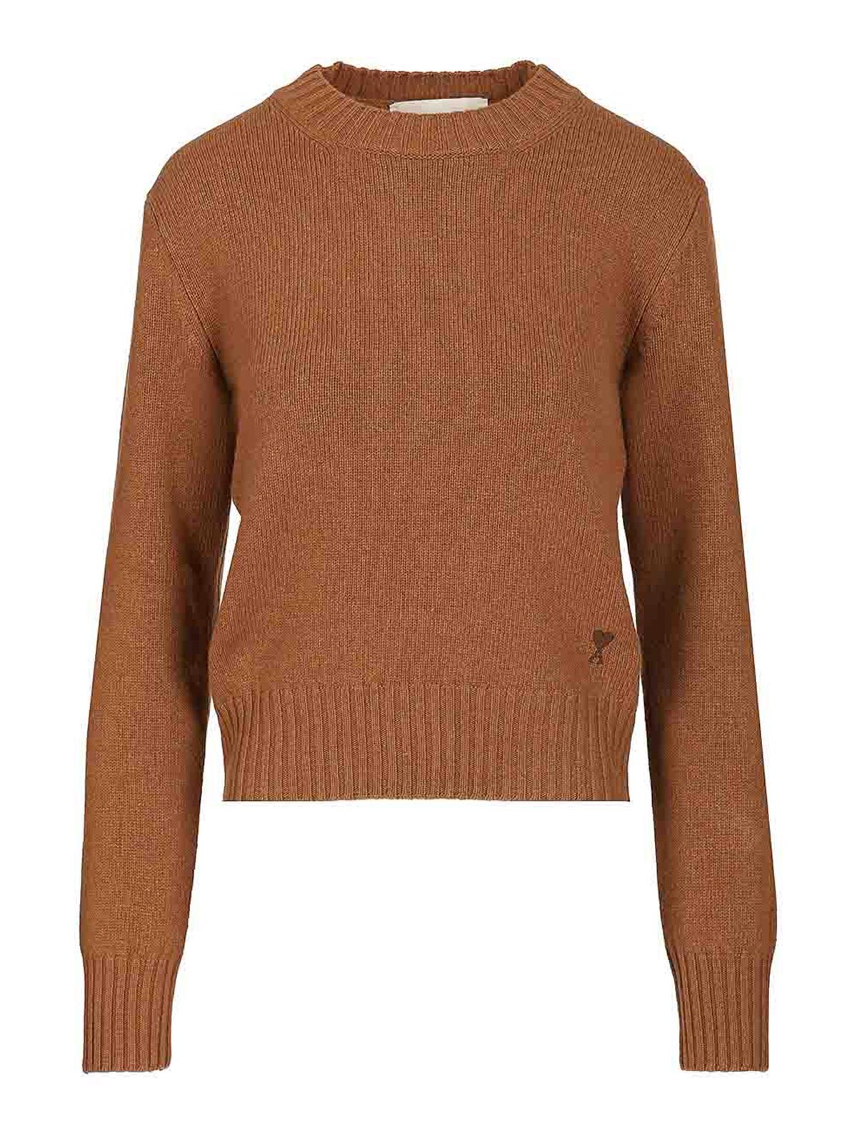 Ami Alexandre Mattiussi Wool And Cashmere Sweater In Brown