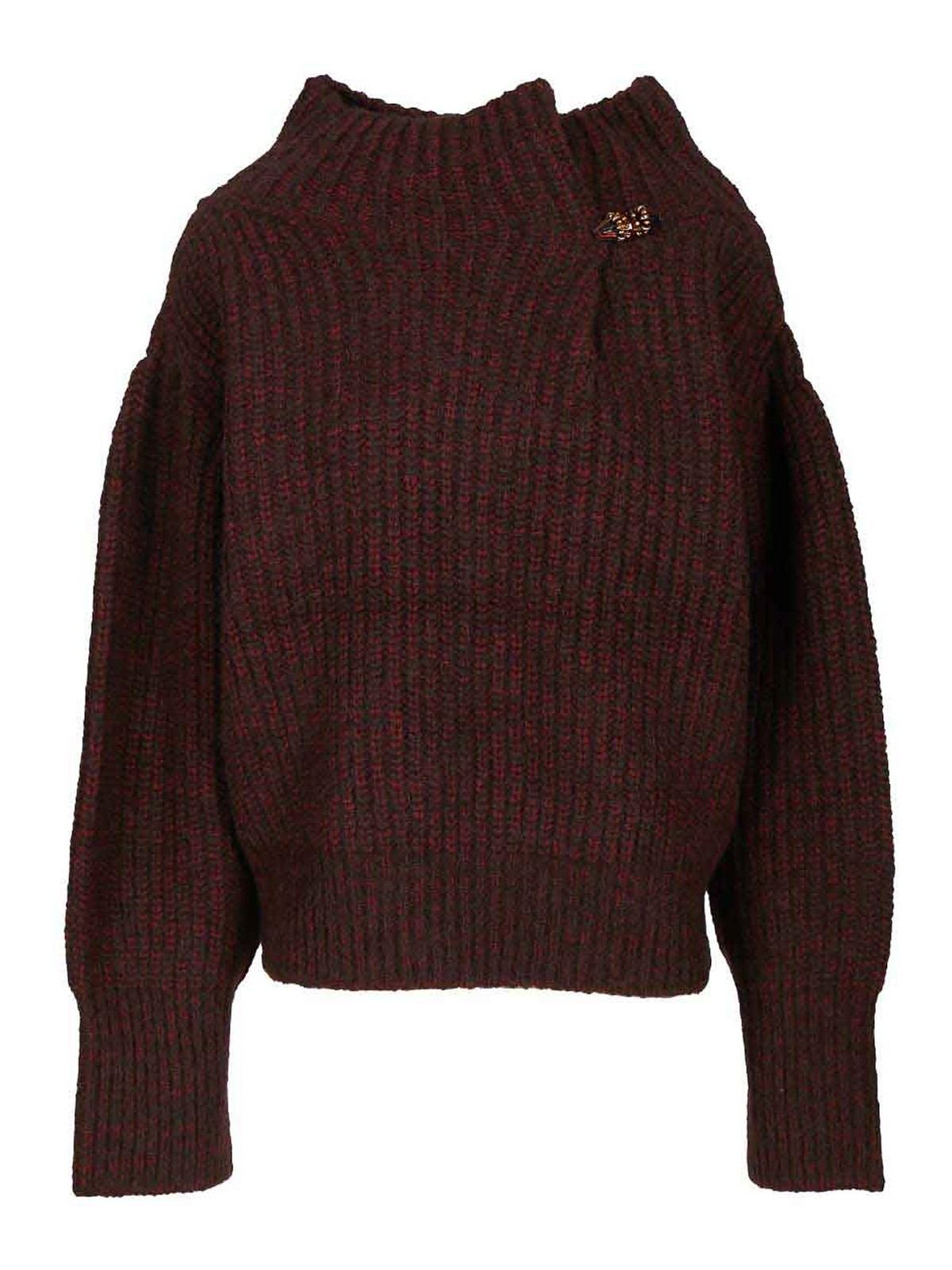 Dries Van Noten Burgundy Oversized Wool Sweater In Red