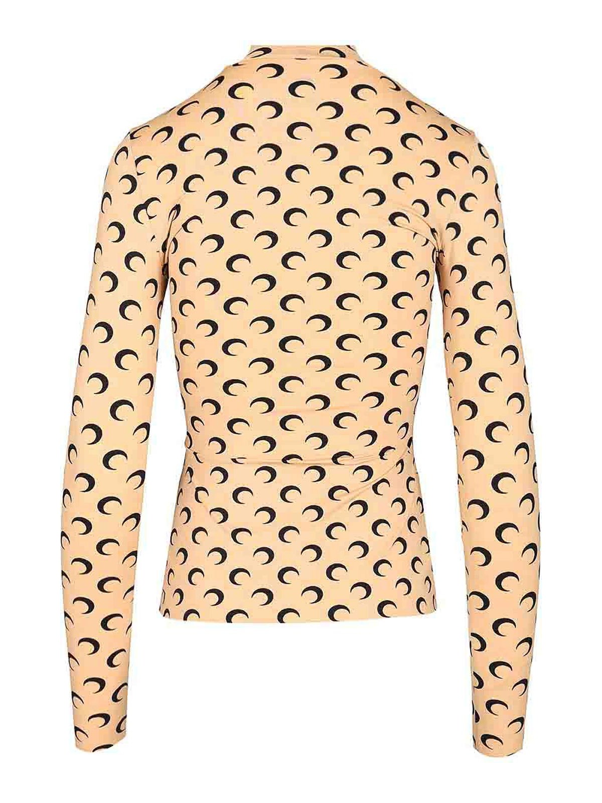 Marine Serre High-neck Sweater In Sand