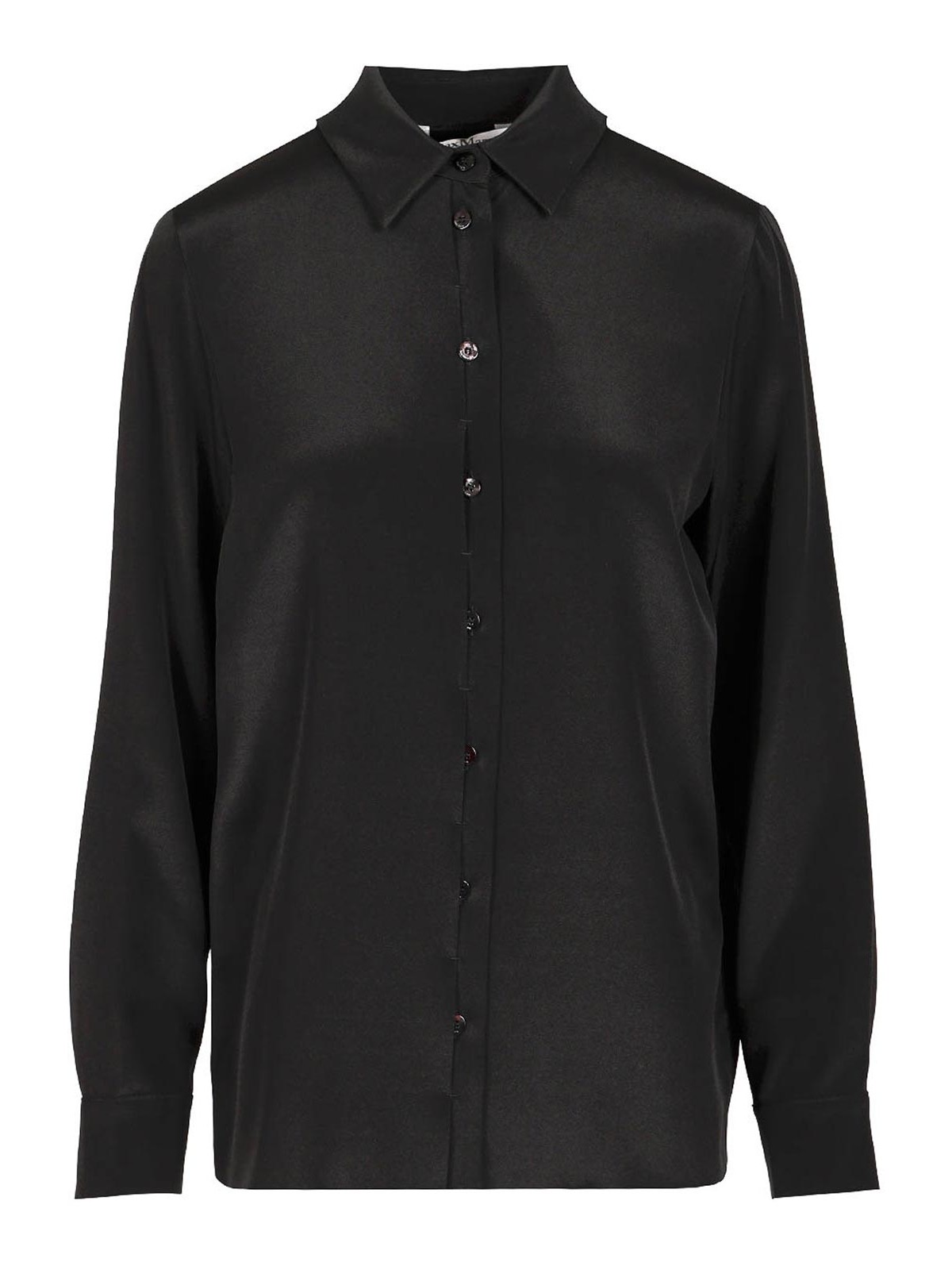 Max Mara Stretch Silk Cady Shirt In Black