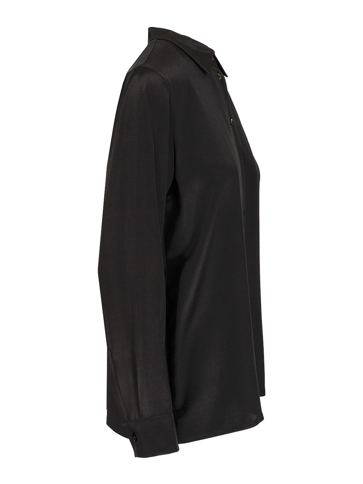 Max Mara Stretch Silk Cady Shirt In Black