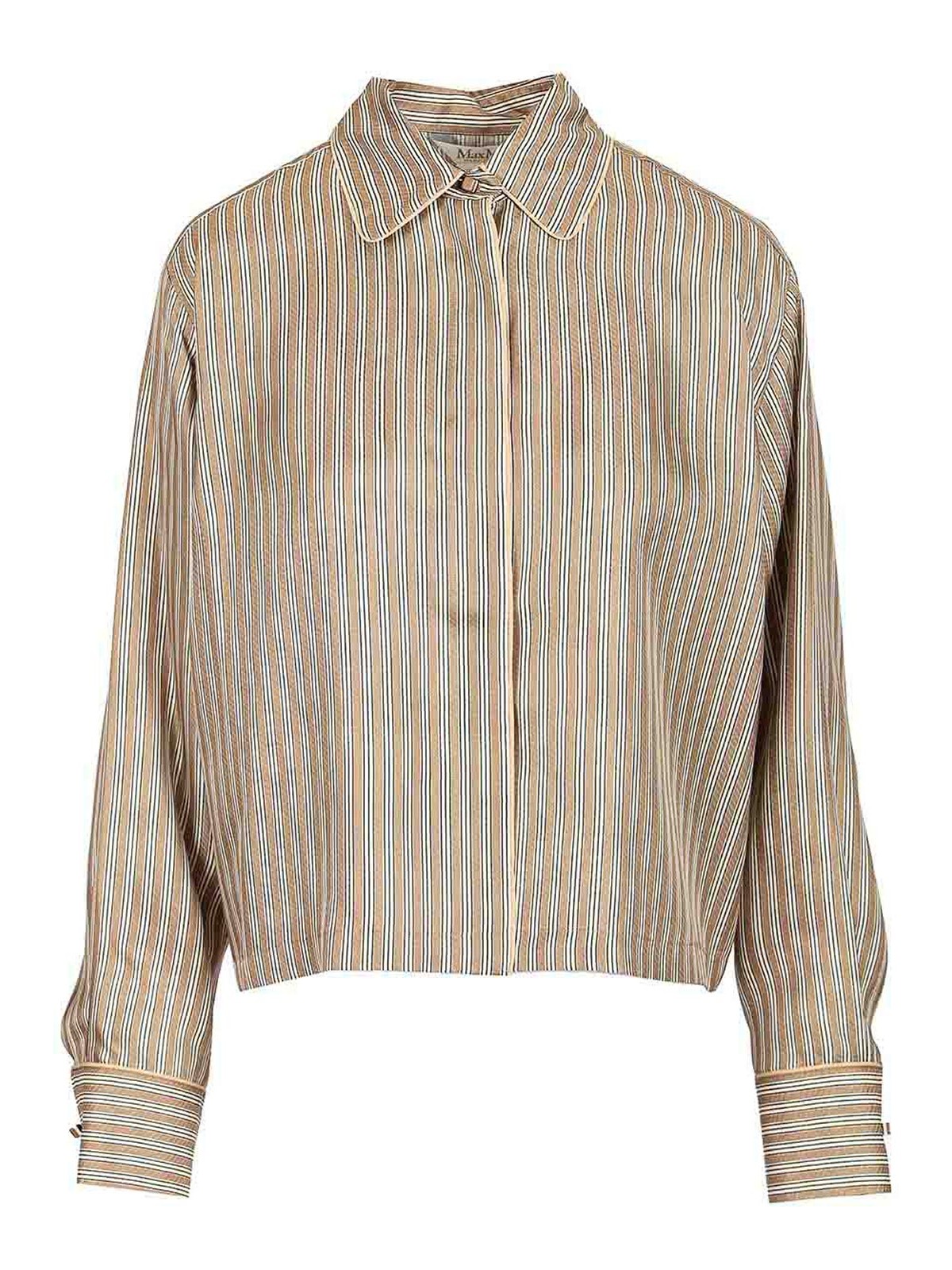 Max Mara Silk Crop Shirt In Multi