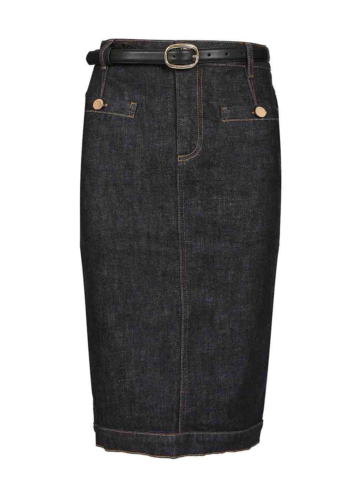 Self-portrait Denim Midi Skirt In Blue